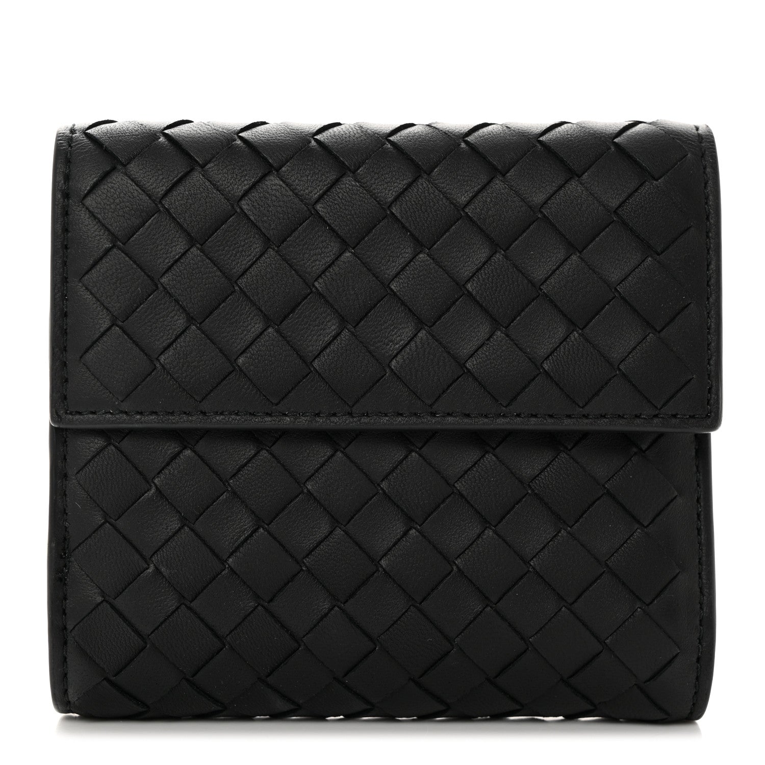 Bottega Veneta Nappa Intrecciato Trifold Wallet Black 1 of 10