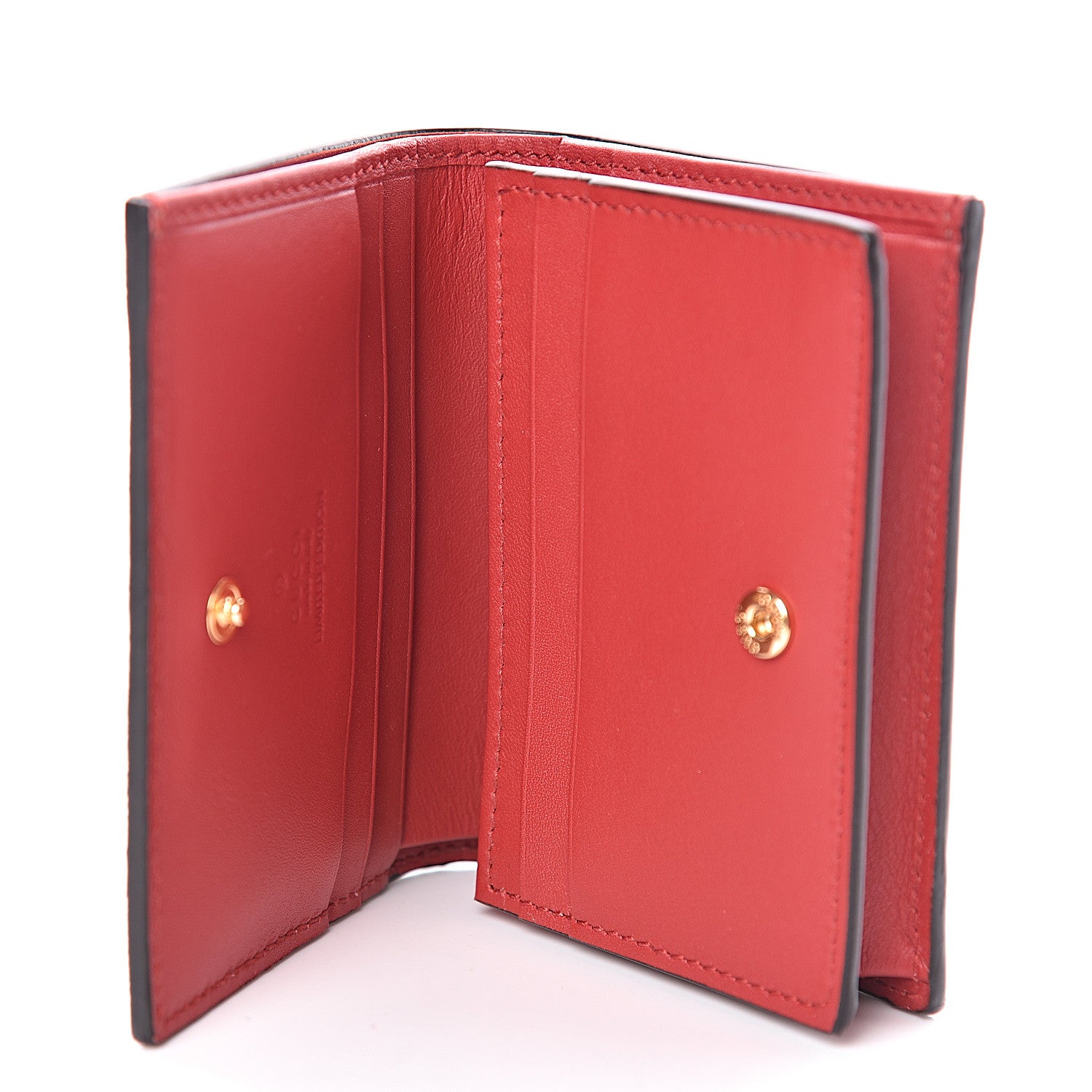 Gucci GG Supreme Monogram Bosco Patch Card Case Wallet Beige Malva Hibiscus Red 5 of 8