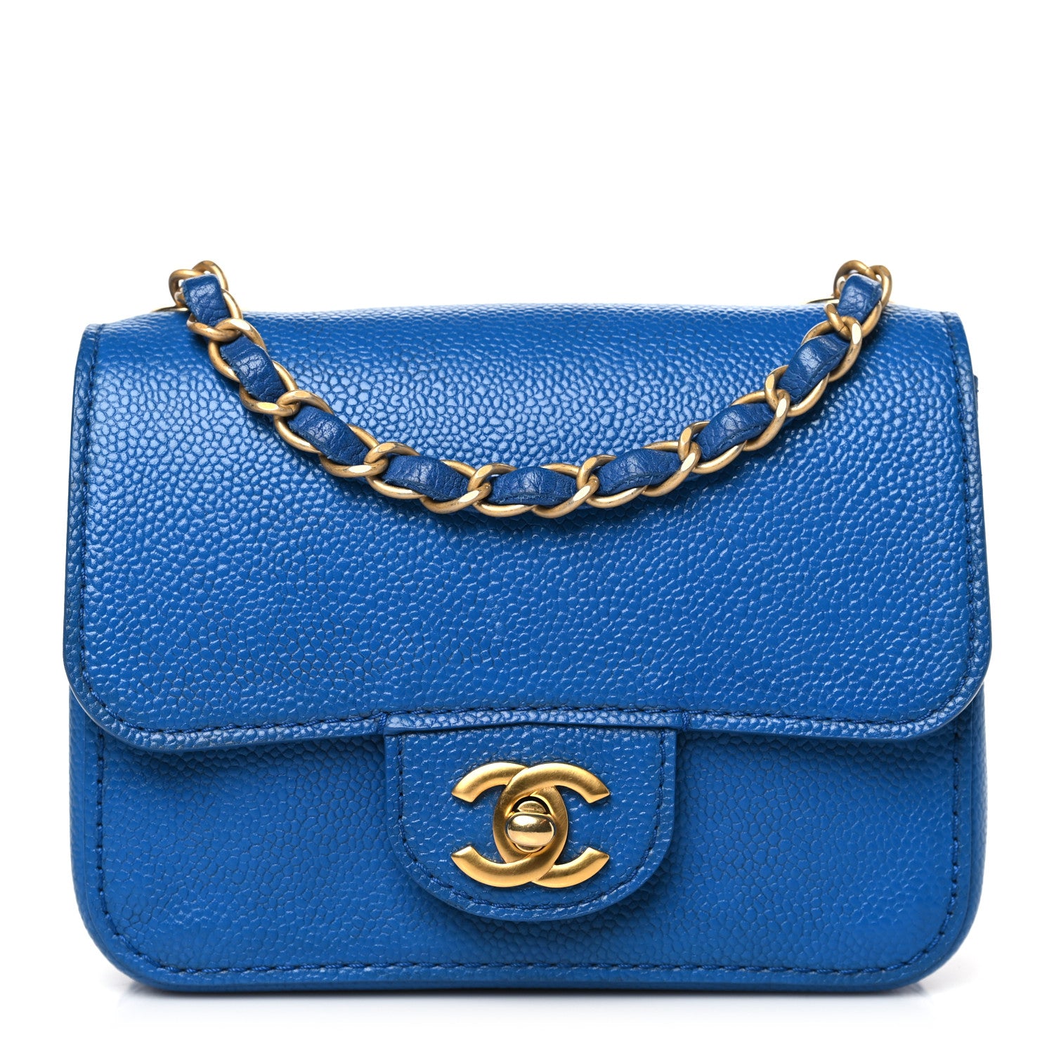 Chanel Grained Calfskin Mini Square Classic Pure Flap Blue 1 of 9