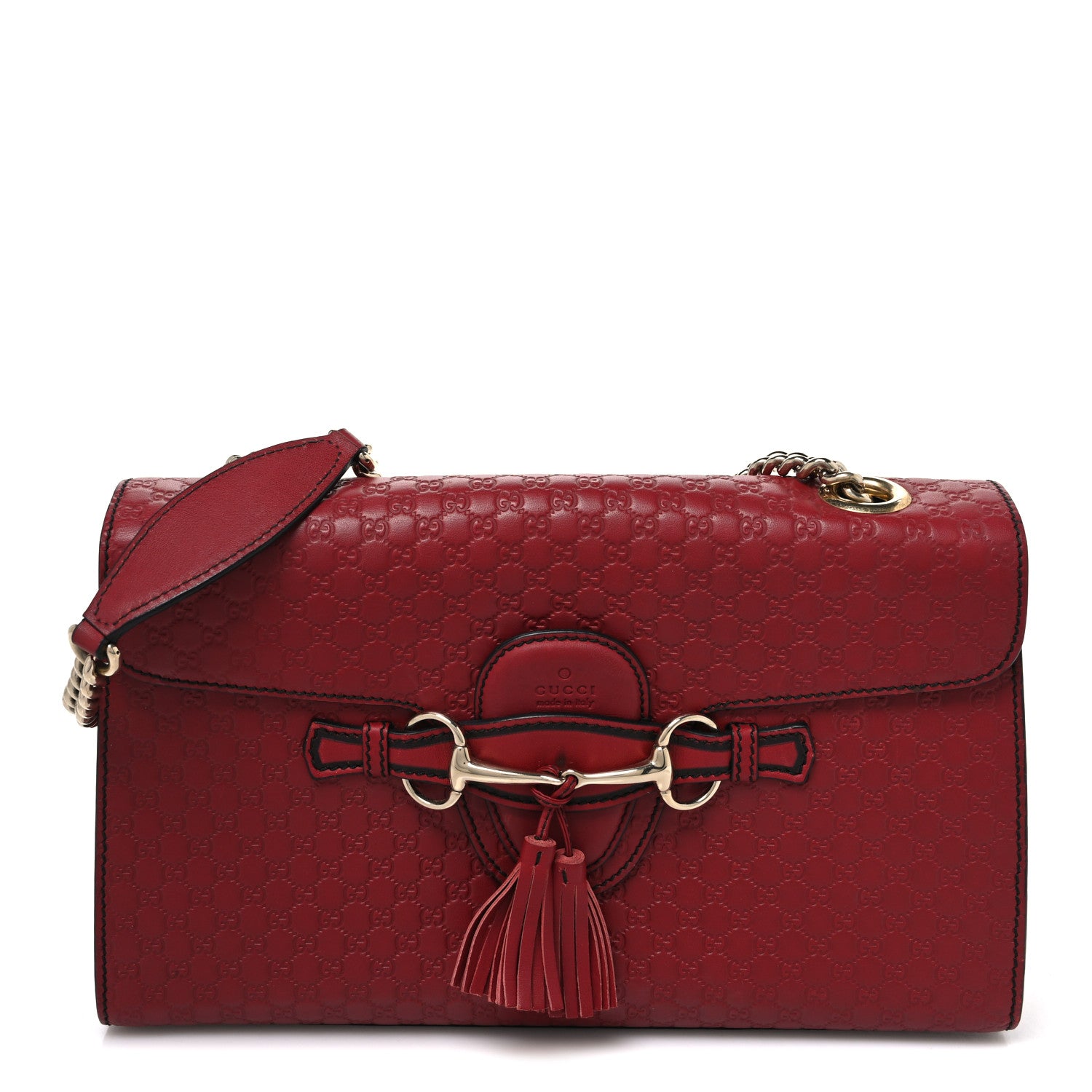 Gucci Microguccissima Medium Emily Chain Shoulder Bag Red 1 of 11