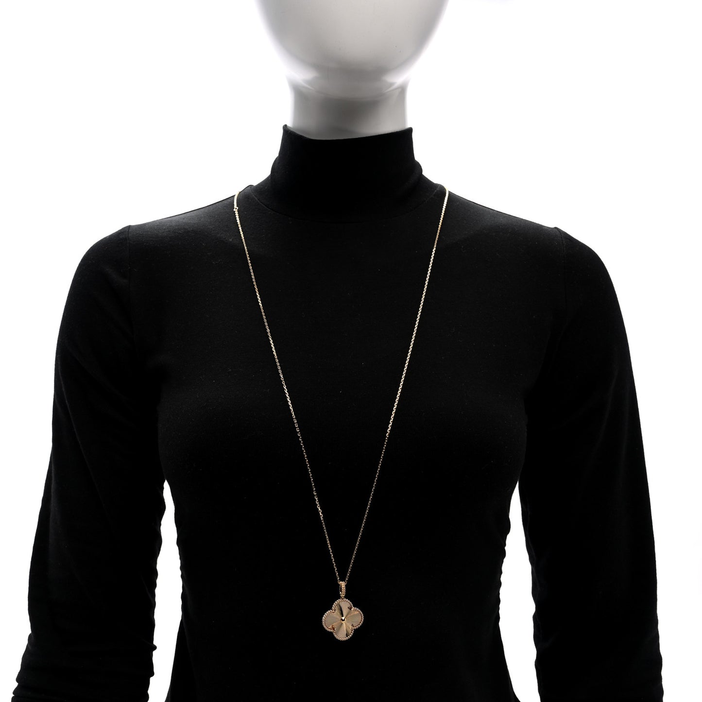 18K Yellow Gold Guilloche Magic Alhambra Long Necklace