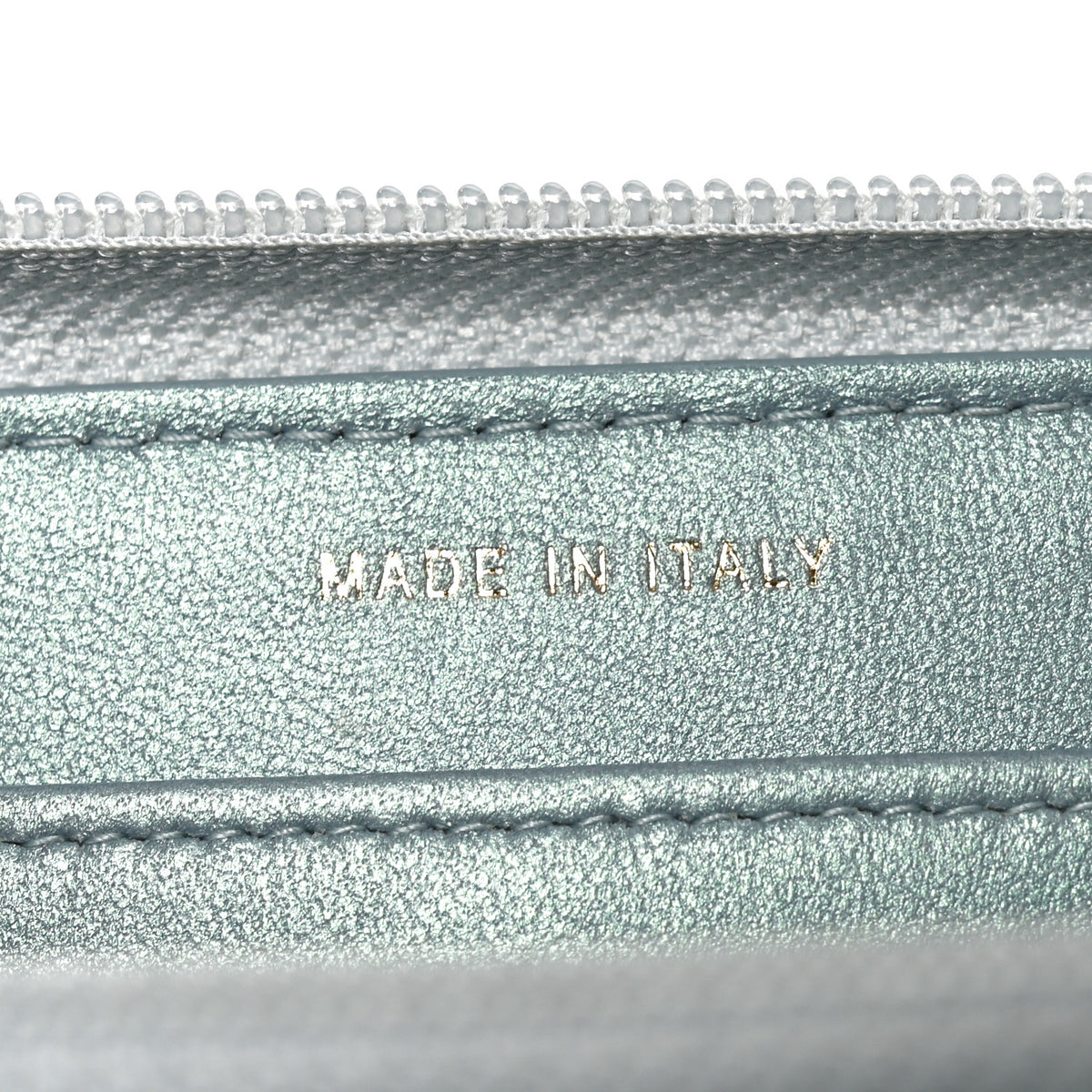 Metallic Patent Quilted Boy Zip Around Wallet Light Blue