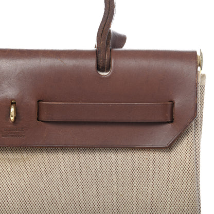 Hermes Toile Vache Calfskin Herbag 30 PM Natural 11 of 19