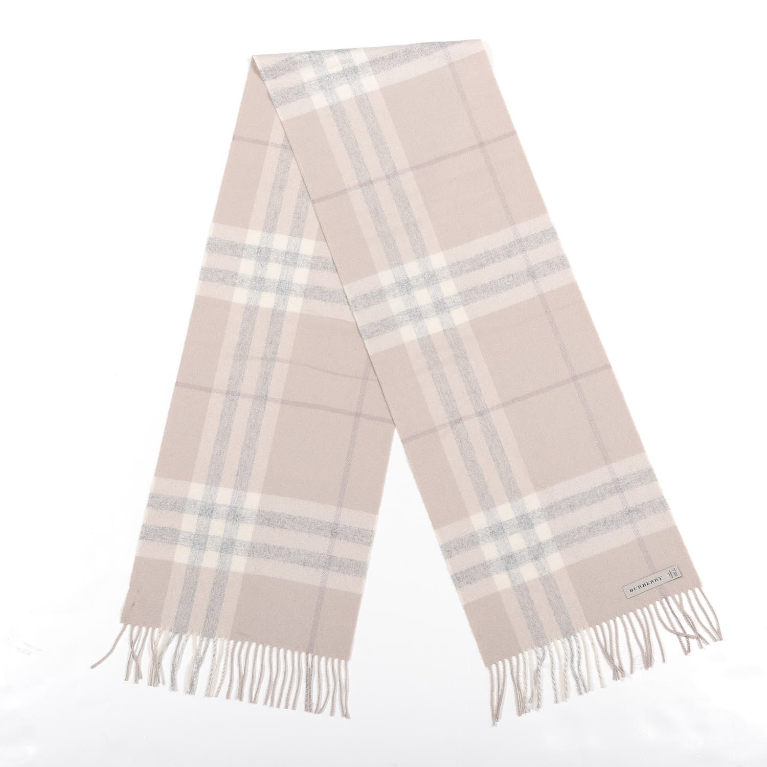 Burberry Cashmere Giant Check Fringe Scarf Pink 2 of 4