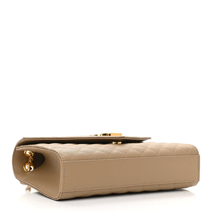 Saint Laurent Grain De Poudre Textured Mixed Matelasse Medium Triquilt Monogram Satchel Dark Latte 4 of 12