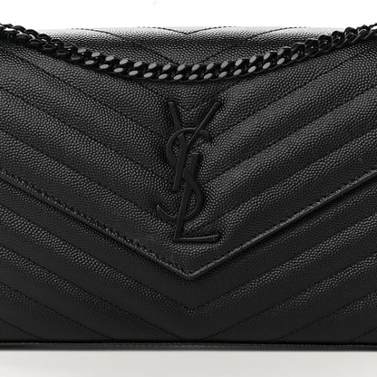 Saint Laurent Grain De Poudre Matelasse Chevron Monogram Chain Wallet Black 8 of 12