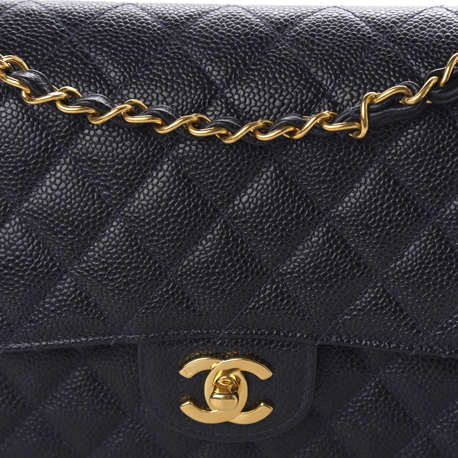 Chanel Caviar Quilted Medium Double Flap Navy 11 of 12