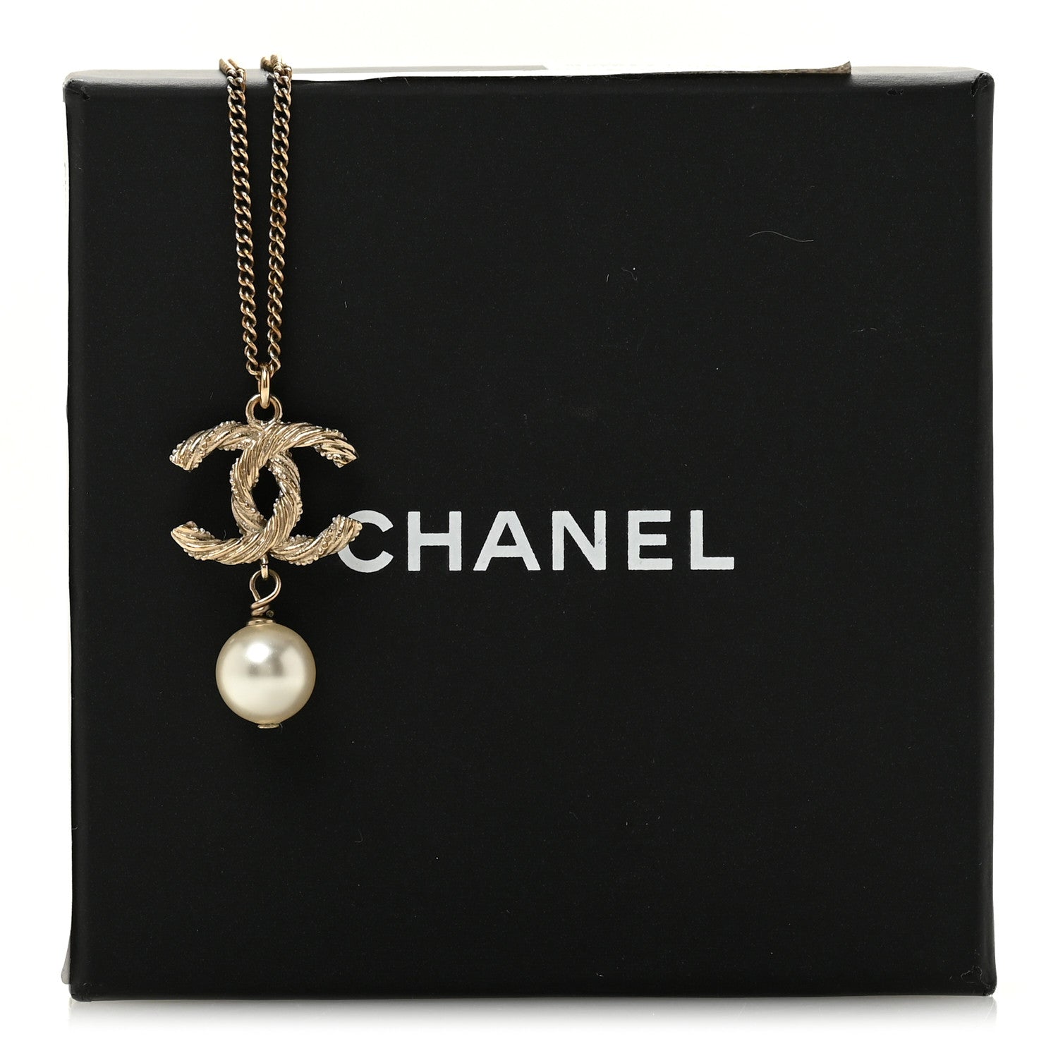 Chanel Crystal Pearl Twisted CC Drop Necklace Gold 6 of 6