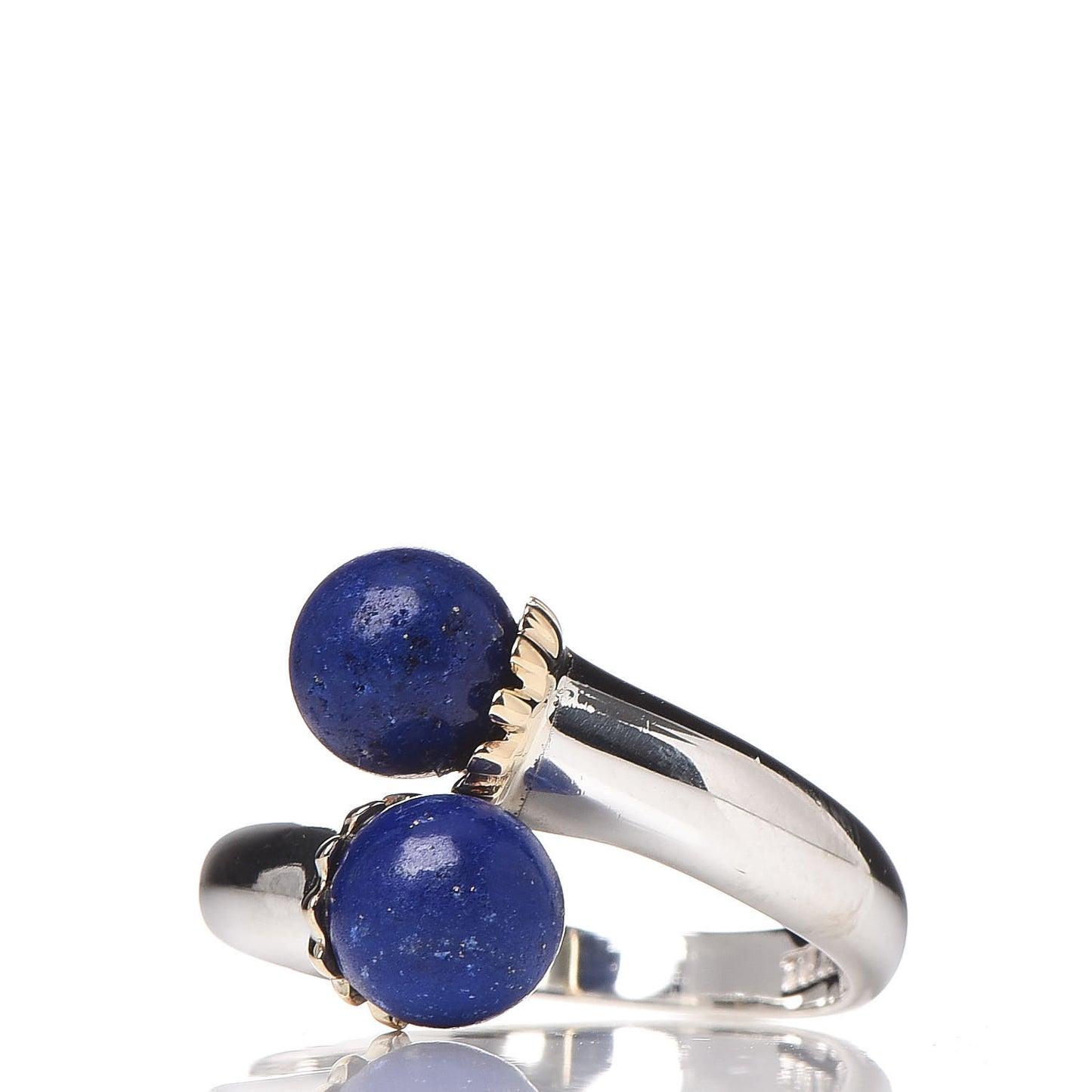 Sterling Silver 18K Yellow Gold Lapis Bypass Ring 54 7