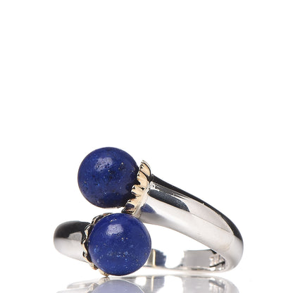 Tiffany Sterling Silver 18K Yellow Gold Lapis Bypass Ring 54 7 3 of 5