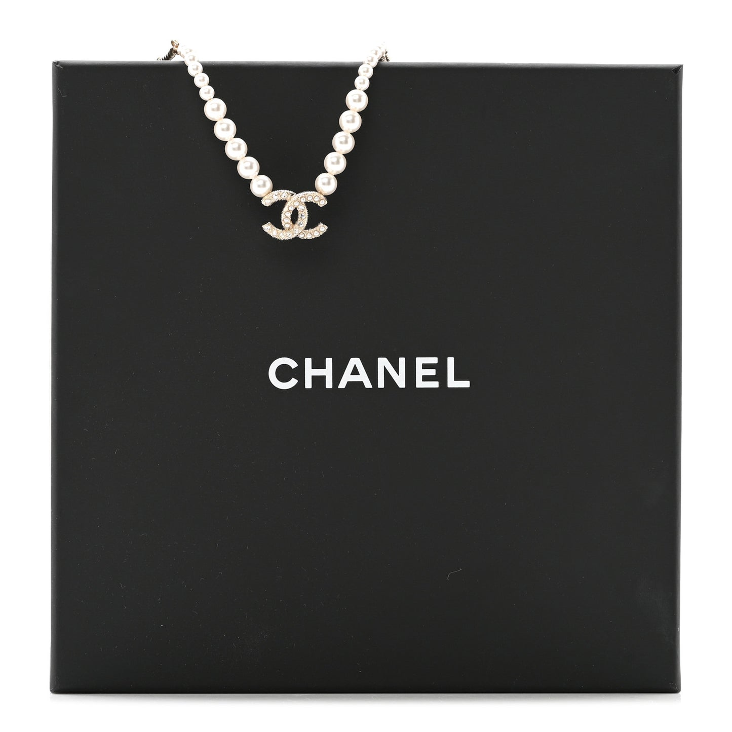 Pearl Crystal CC Short Necklace Gold