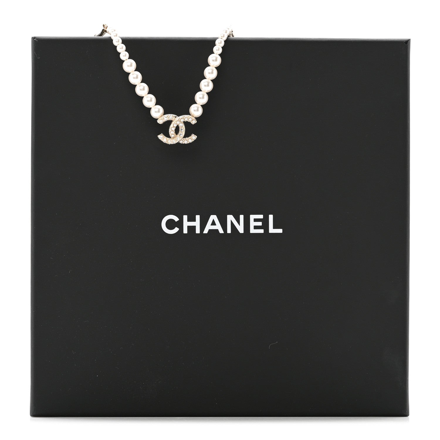 Chanel Pearl Crystal CC Short Necklace Gold 6 of 6