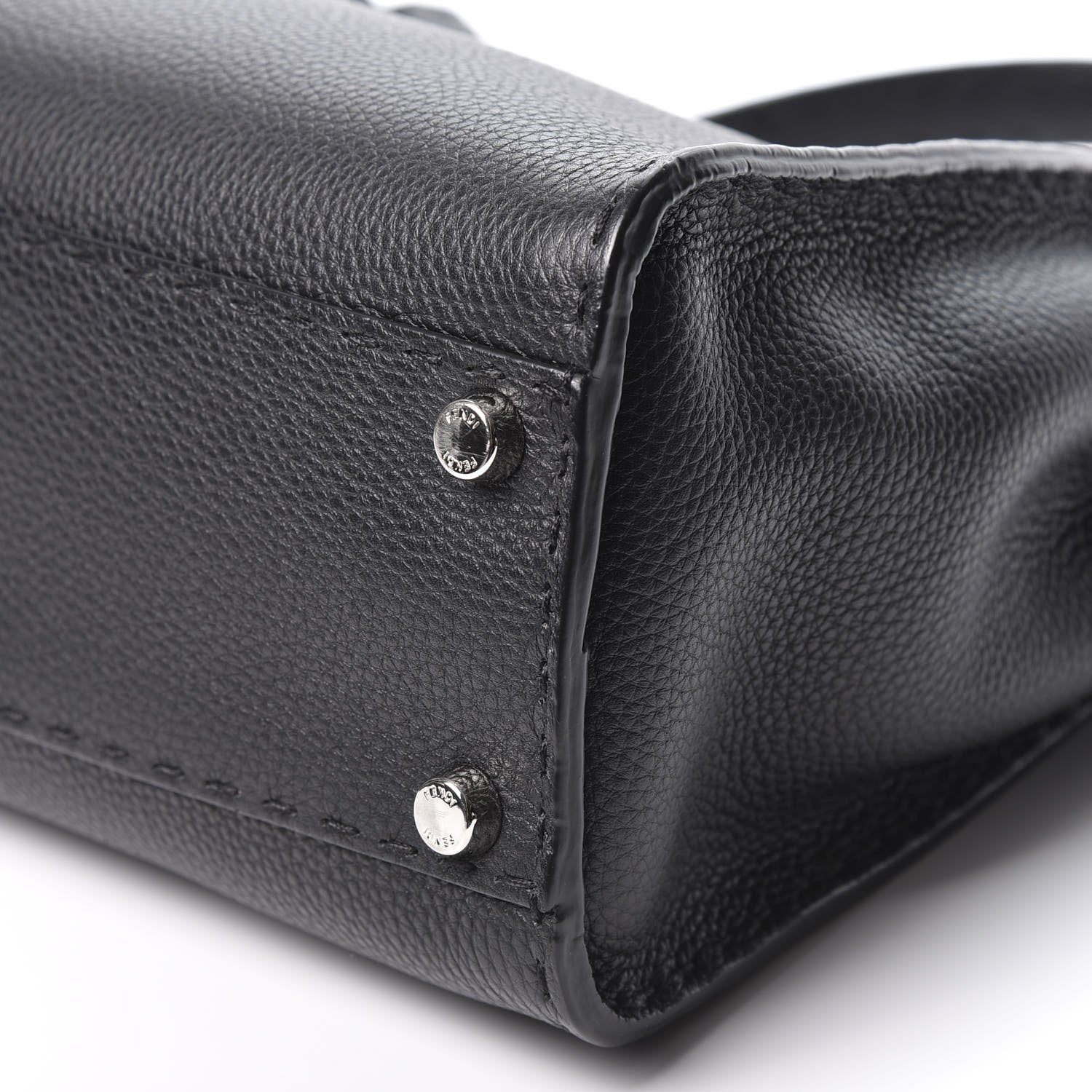 Fendi Cuoio Romano Selleria Bi-Color Medium Peekaboo Iconic Satchel Black Mou 7 of 10