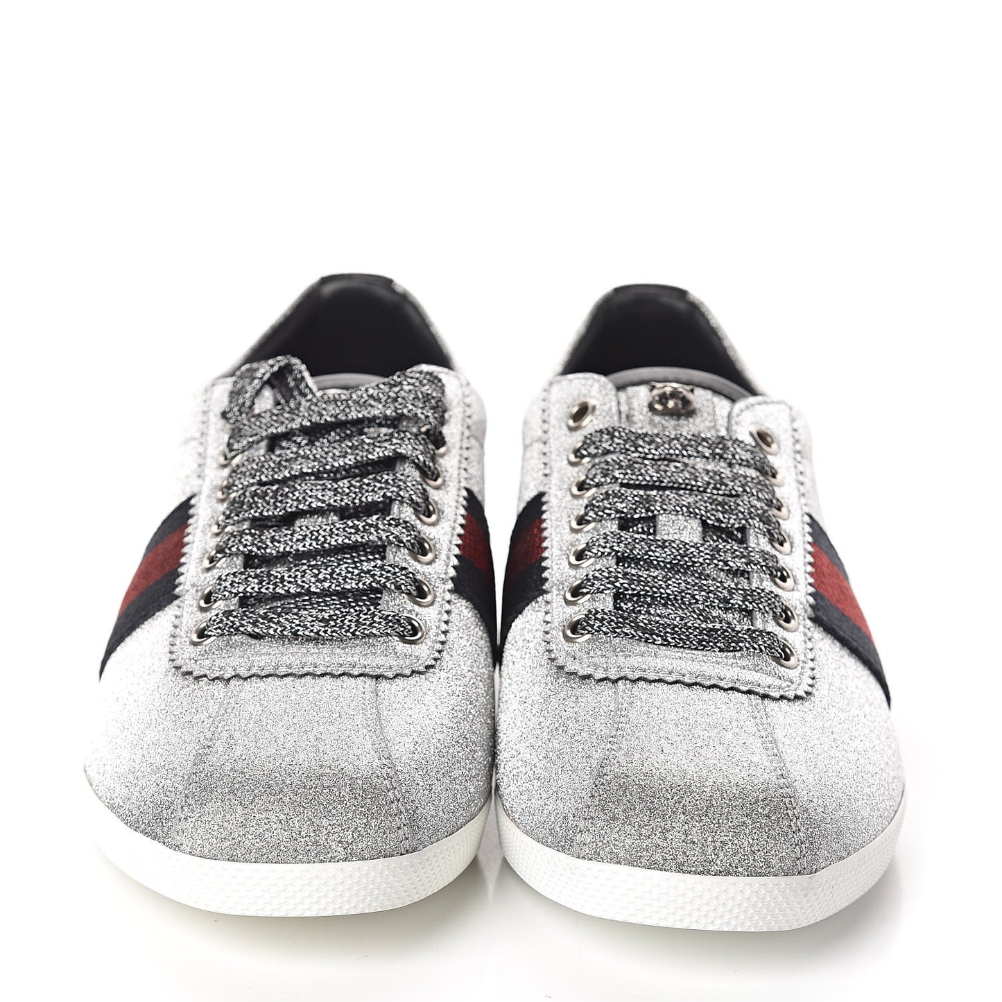 Glitter Fabric Studded Web Sneakers 39 Silver