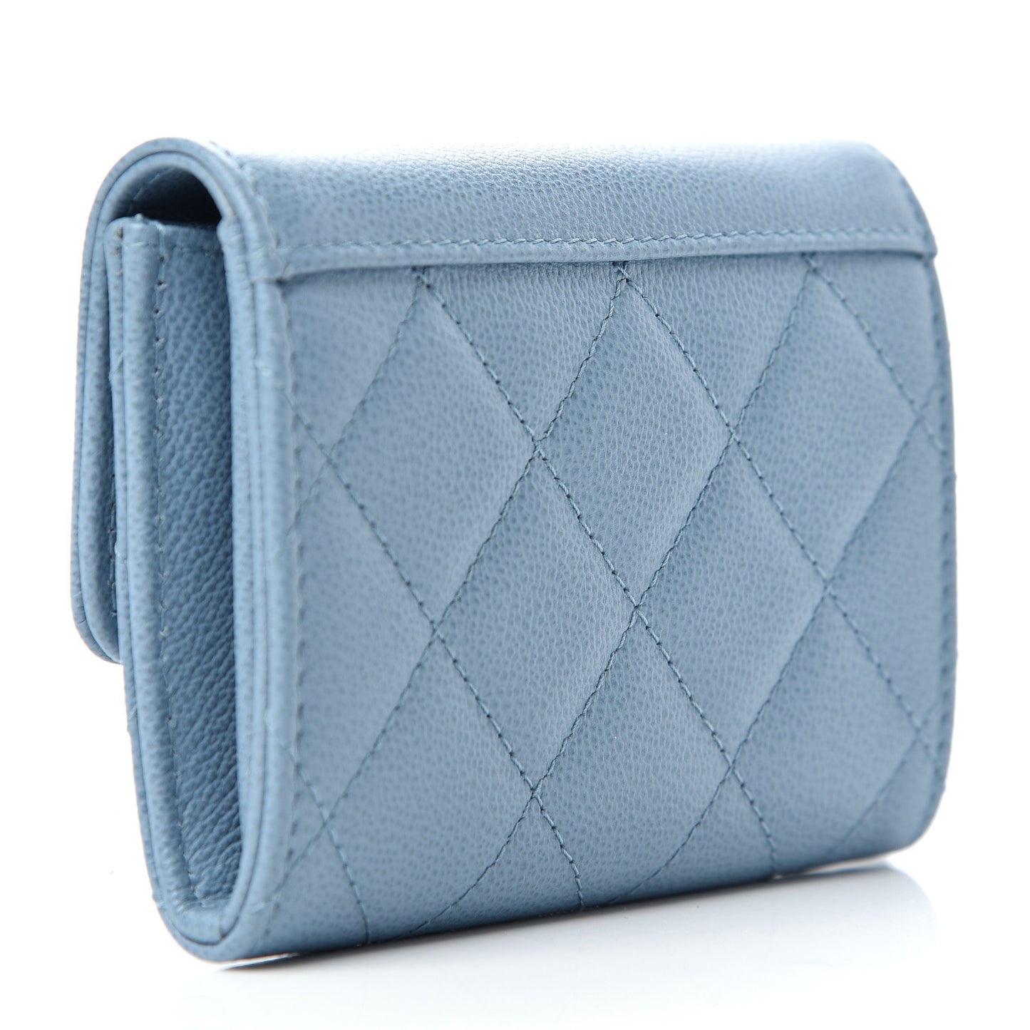 Caviar Quilted CC Box Flap Card Holder Blue