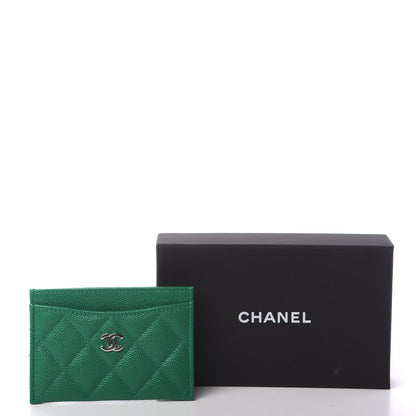 Chanel Metallic Caviar Quilted Card Holder Green 9 of 9