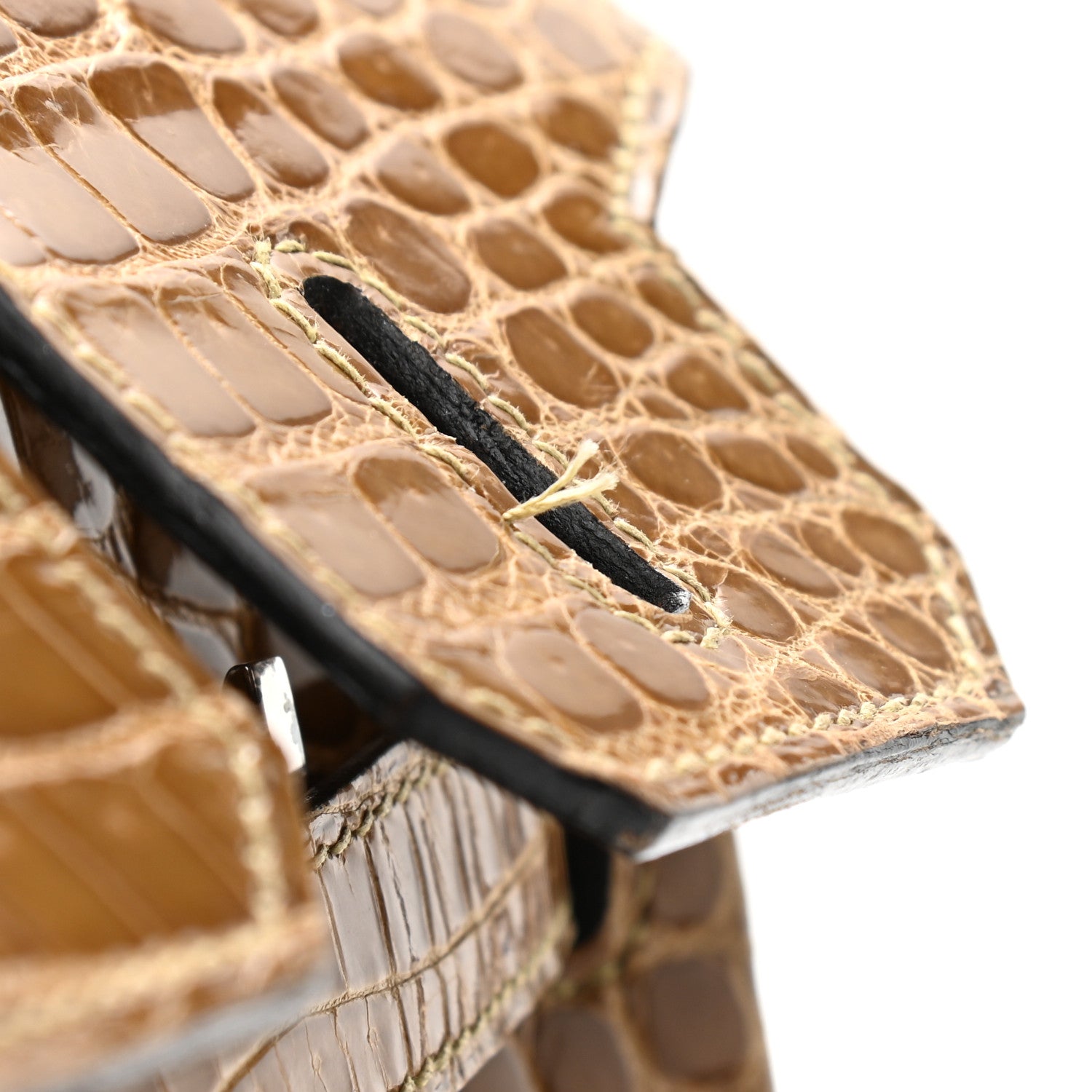 Hermes Shiny Porosus Crocodile Birkin 30 Ficelle Chartreuse 37 of 42