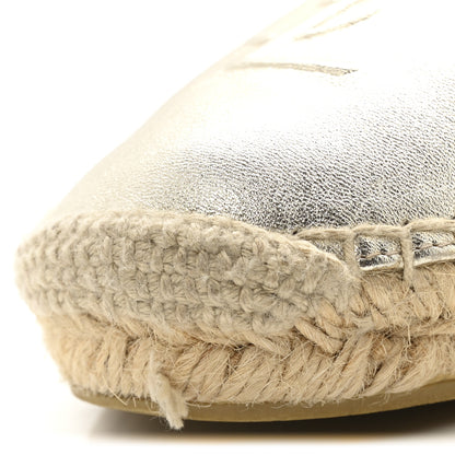 Saint Laurent Metallic Lambskin Monogram Espadrilles 38 Platino 11 of 13