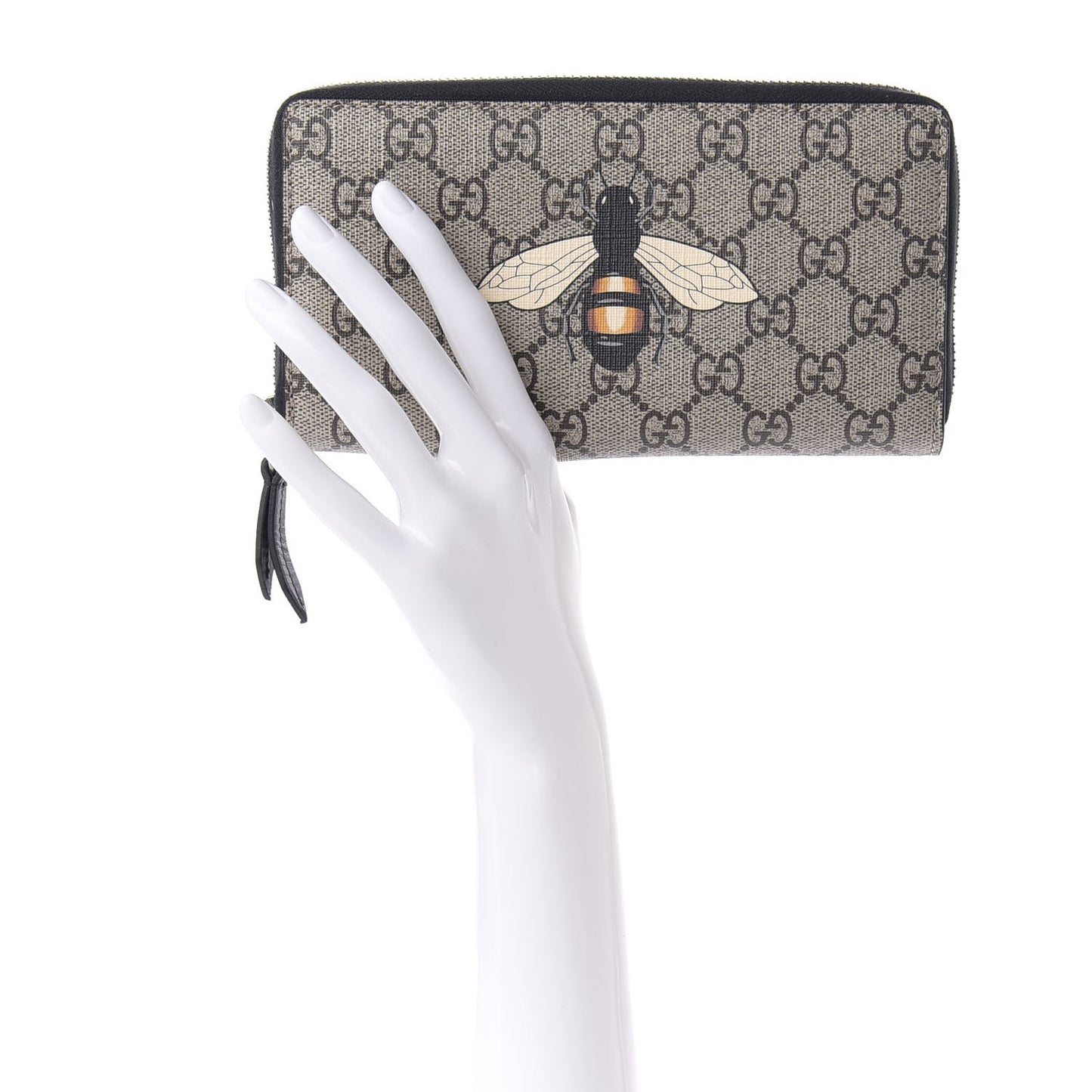 GG Supreme Monogram Bee Zip Around Wallet