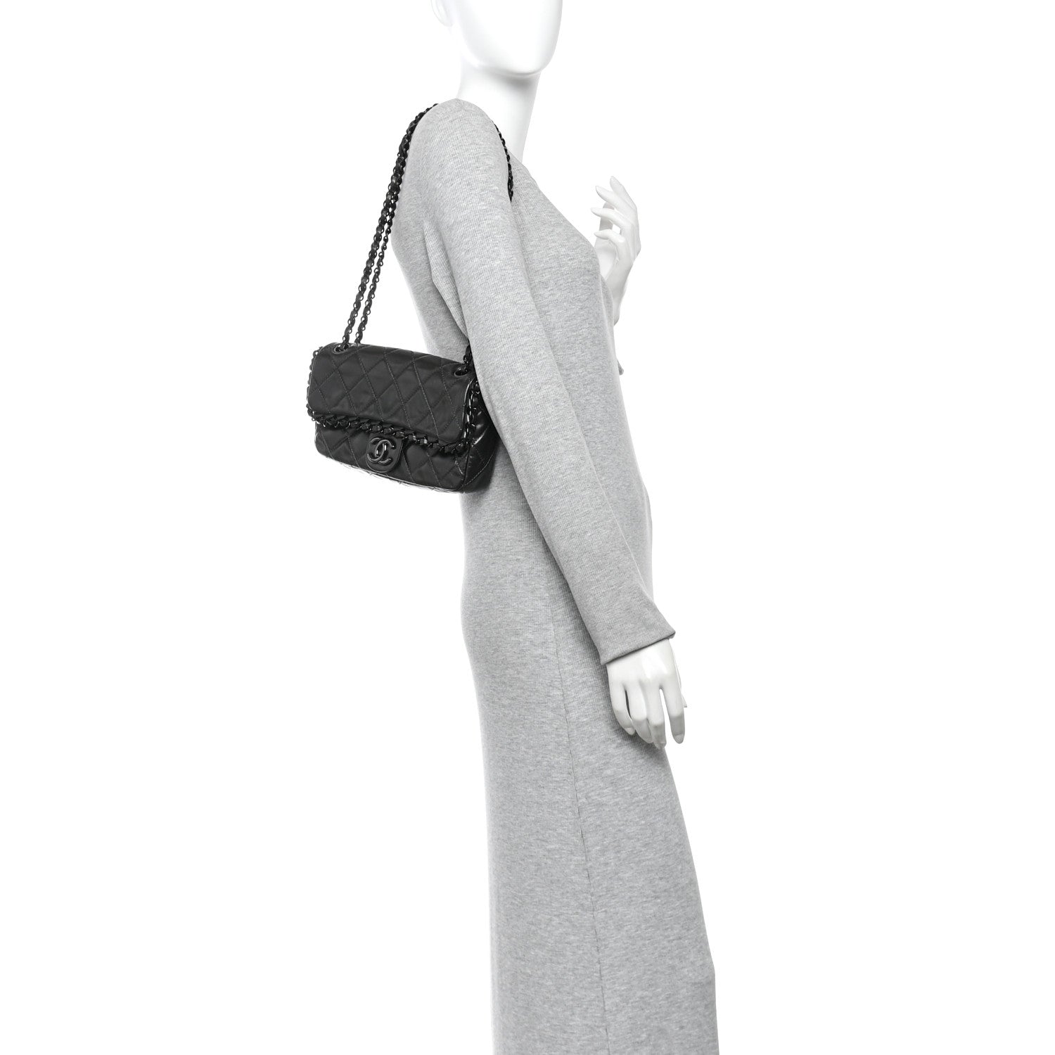 Chanel Metallic Calfskin Quilted Chain All Over Flap Bag Grey 2 of 10