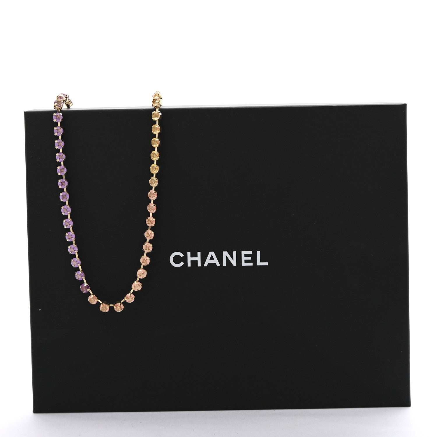 Chanel Crystal CC Long Necklace Gold Multicolor 7 of 7