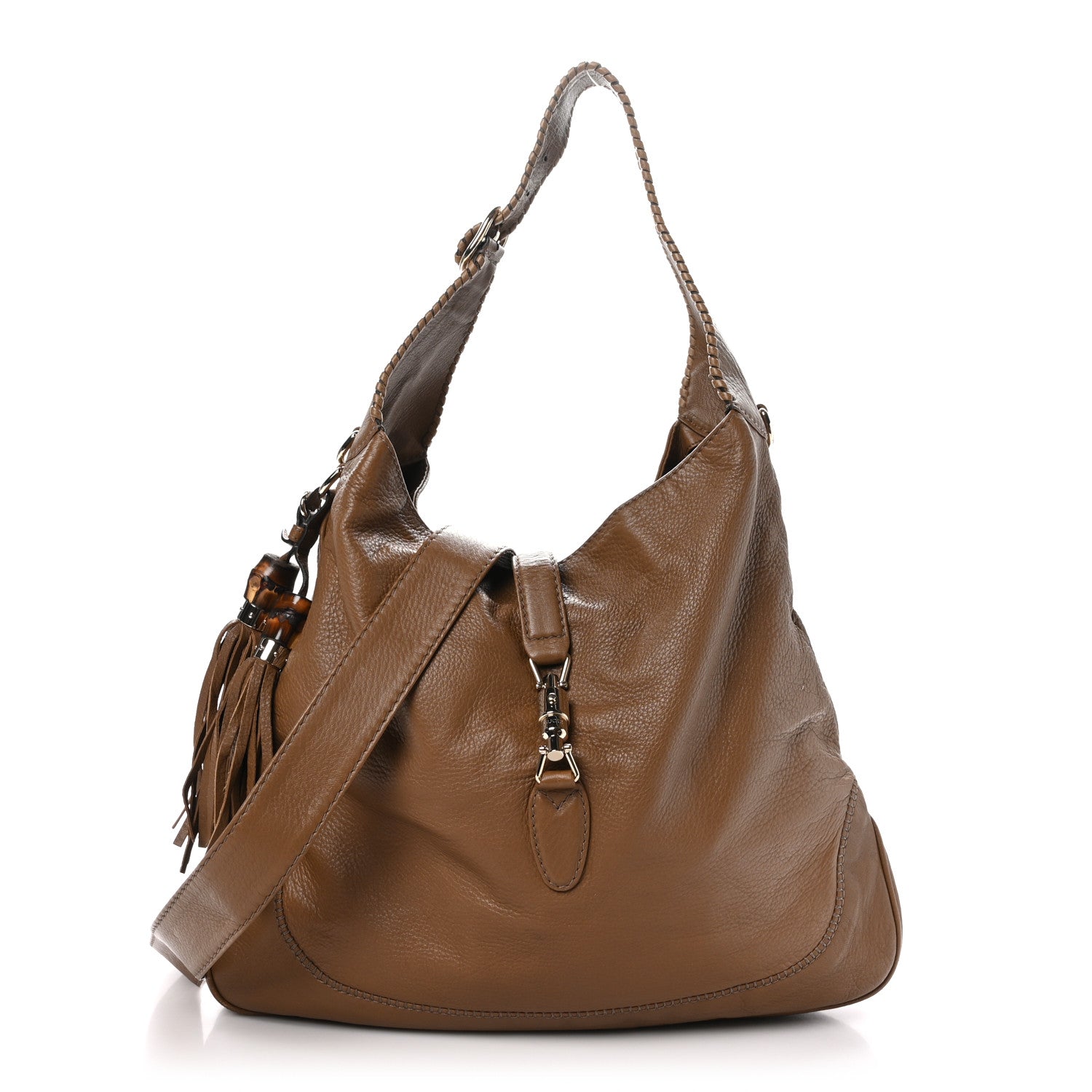 Gucci Calfskin Large New Jackie Shoulder Bag Brown 1 of 10