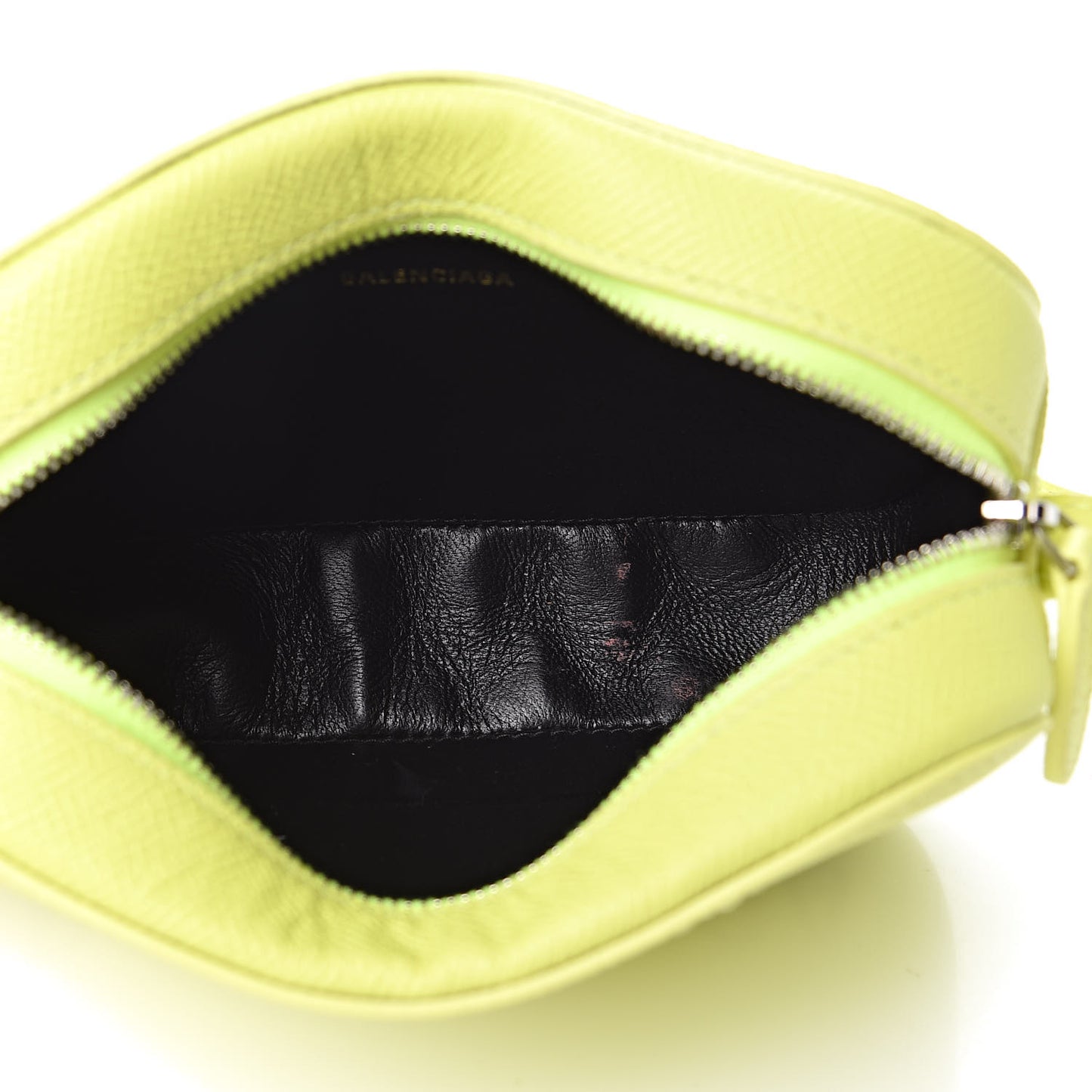 Signature Grained Calfskin Logo XS Ville Camera Bag Acid Green Black