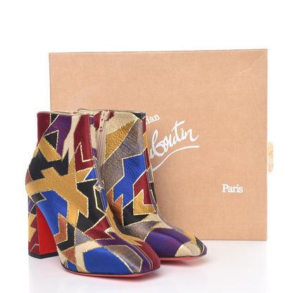 Christian Louboutin Nappa Silk Tissu Geometrique Hilconico 85 Booties 39.5 Multicolor 13 of 13
