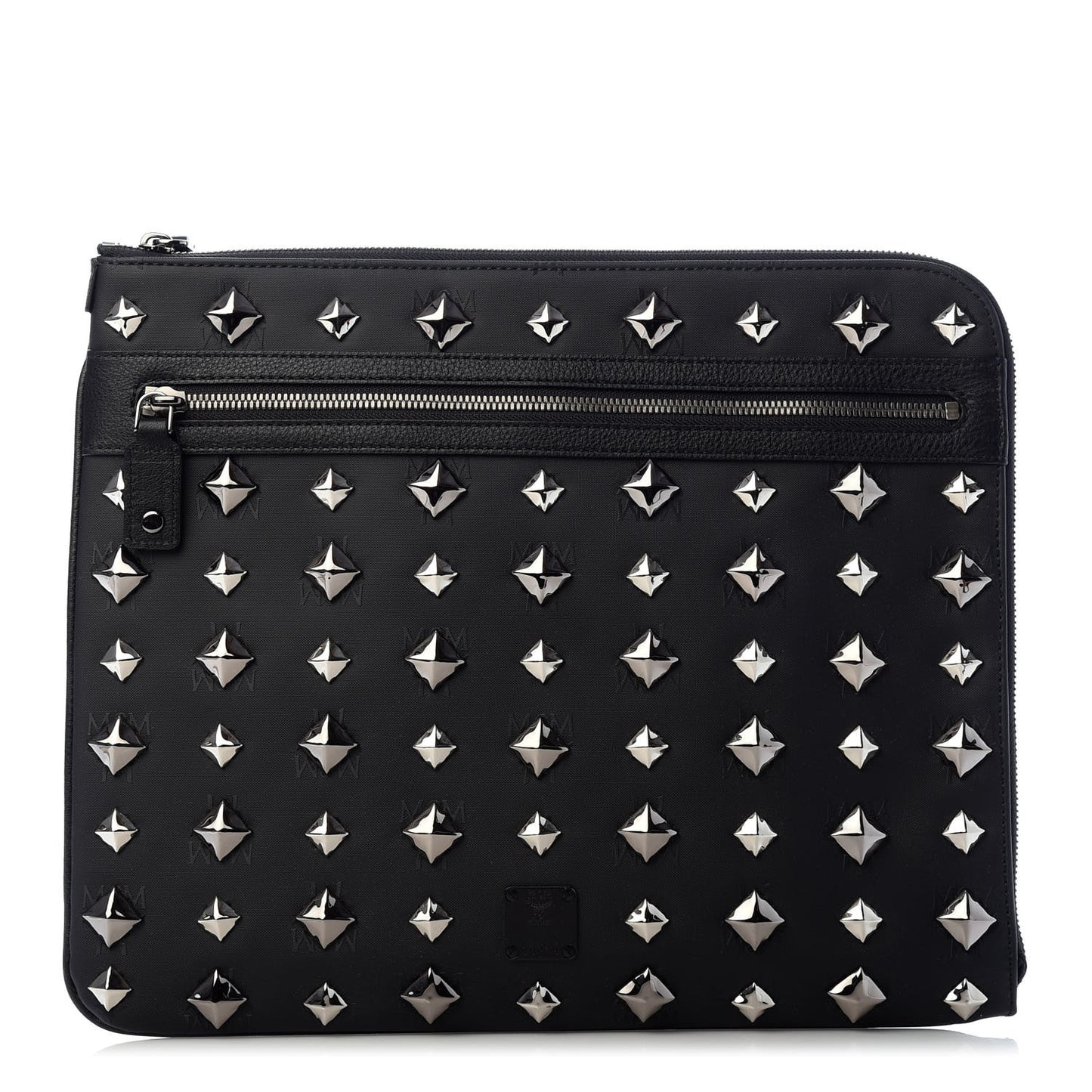 Coated Canvas Studded Pouch Black