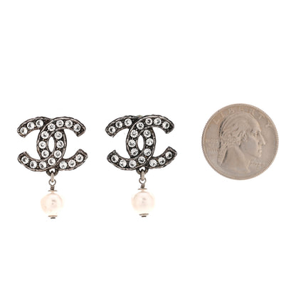 Chanel Ruthenium Crystal Pearl CC Drop Earrings 2 of 4
