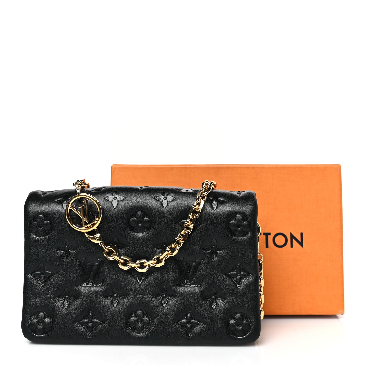 Louis Vuitton Lambskin Embossed Monogram Pochette Coussin Black 9 of 9