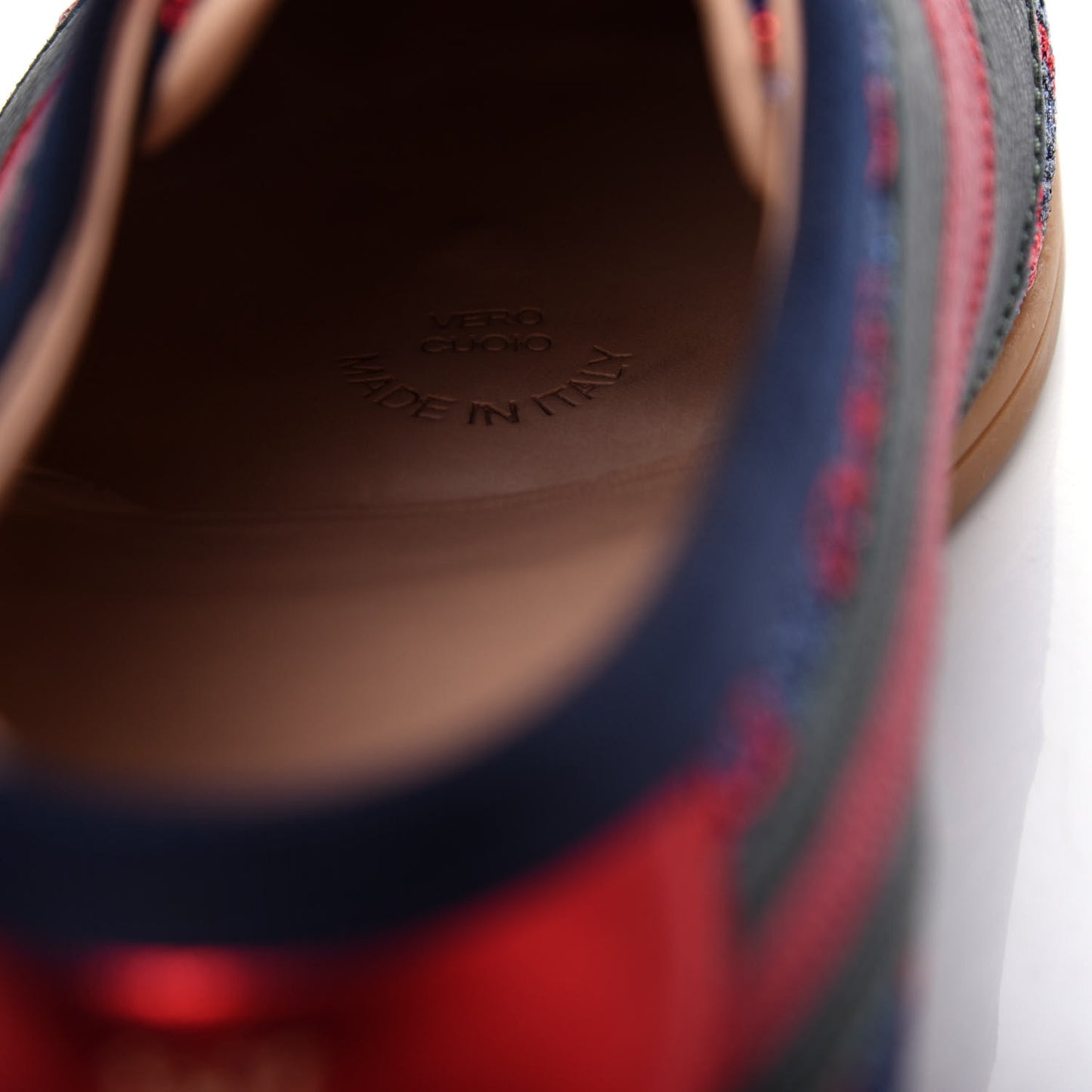 Lurex Calfskin Web GG Monogram Womens Falacer Sneakers 39 Iridescent Blue Iridescent Red Silver