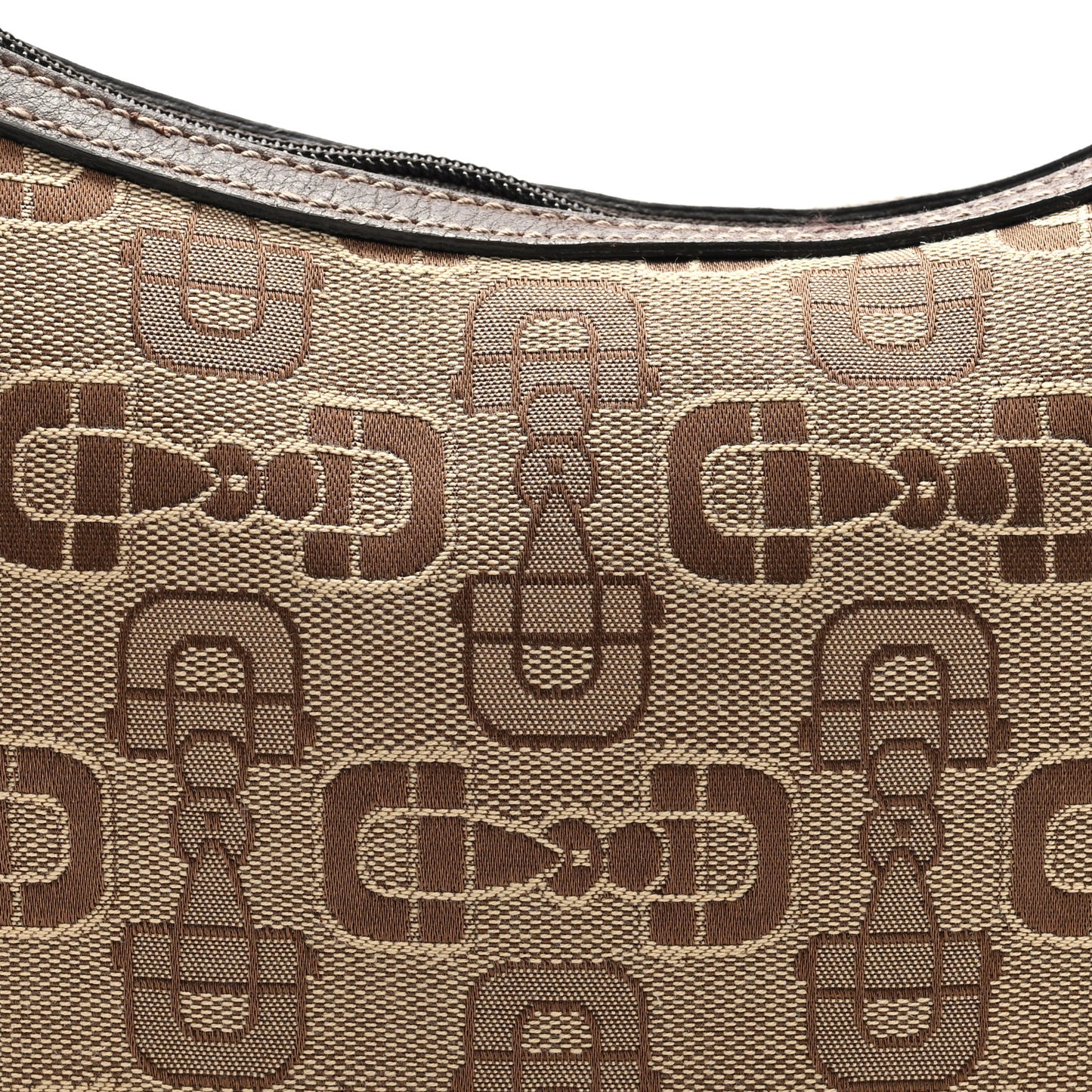 Canvas Horsebit Print Medium Pop Hobo Dark Brown