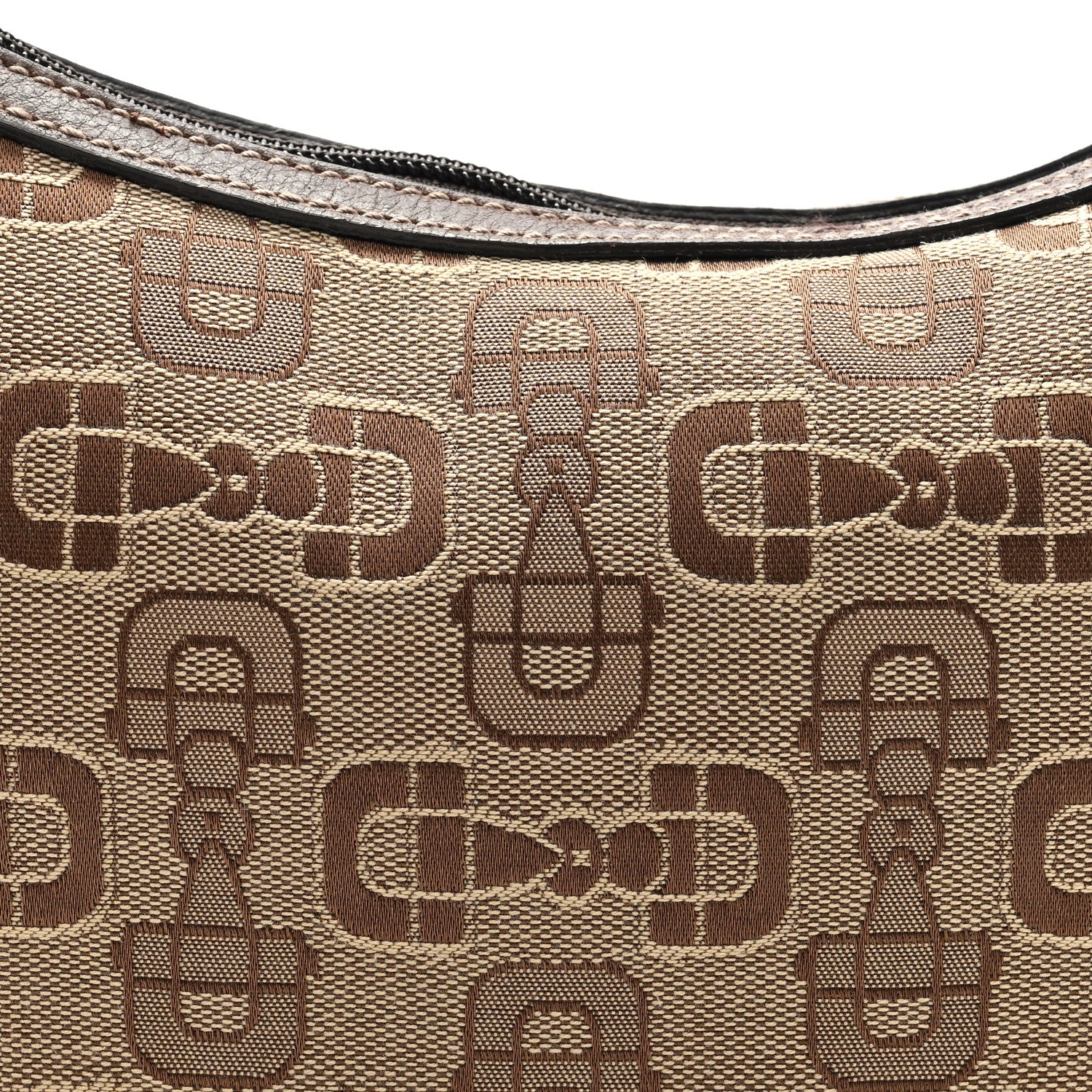 Gucci Canvas Horsebit Print Medium Pop Hobo Dark Brown 7 of 9