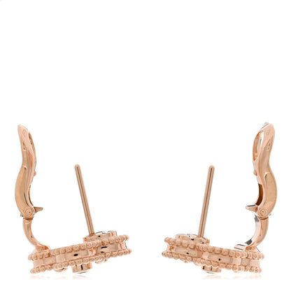 Van Cleef & Arpels 18K Rose Gold Diamond Black Onyx Vintage Alhambra Earrings 3 of 5