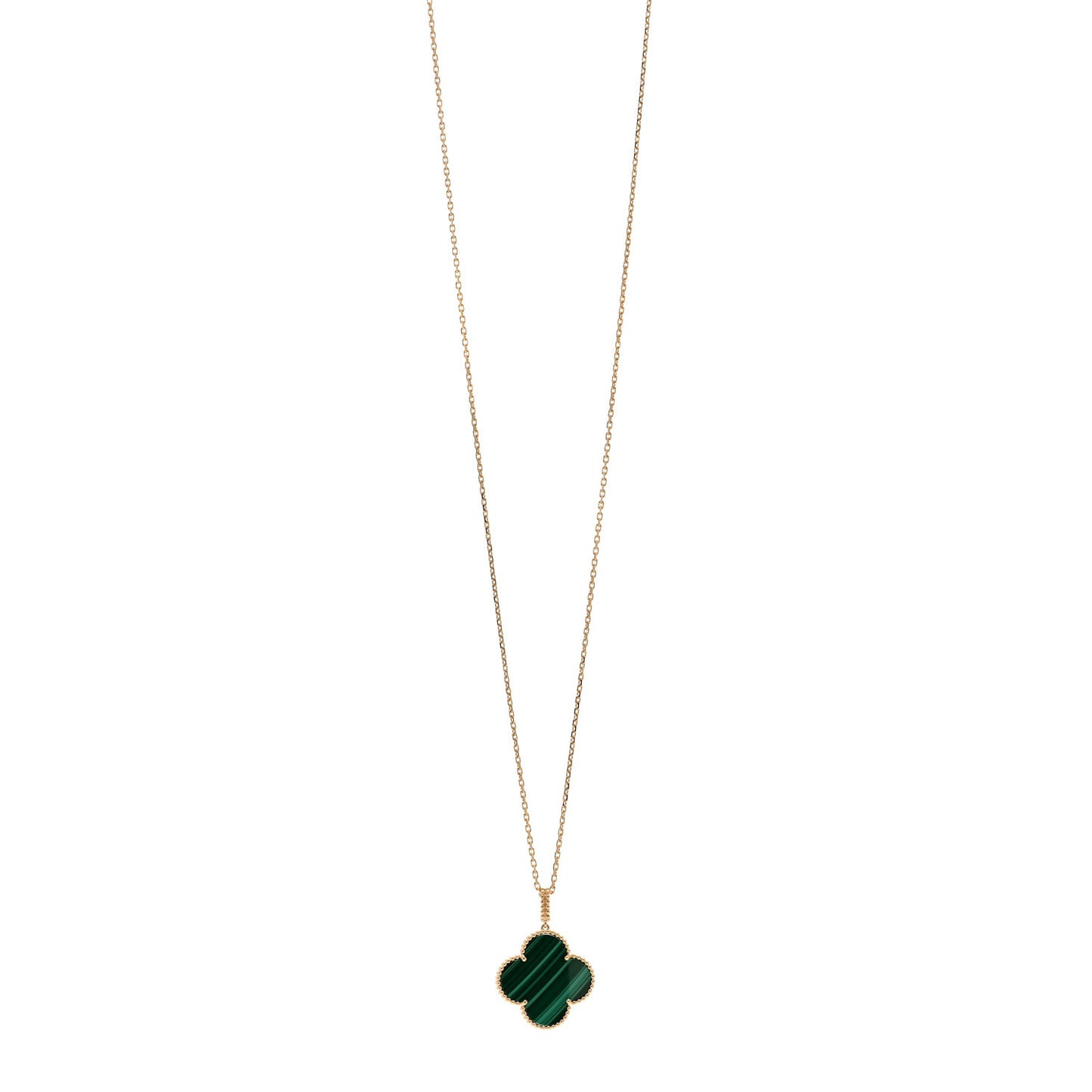 18K Yellow Gold Malachite Magic Alhambra Pendant Necklace