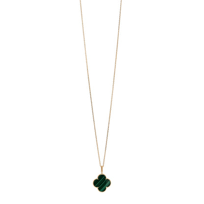 Van Cleef & Arpels 18K Yellow Gold Malachite Magic Alhambra Pendant Necklace 1 of 5