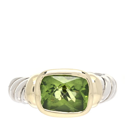 David Yurman Sterling Silver 14K Yellow Gold Peridot 10mm Noblesse Ring 56 7.5 1 of 5