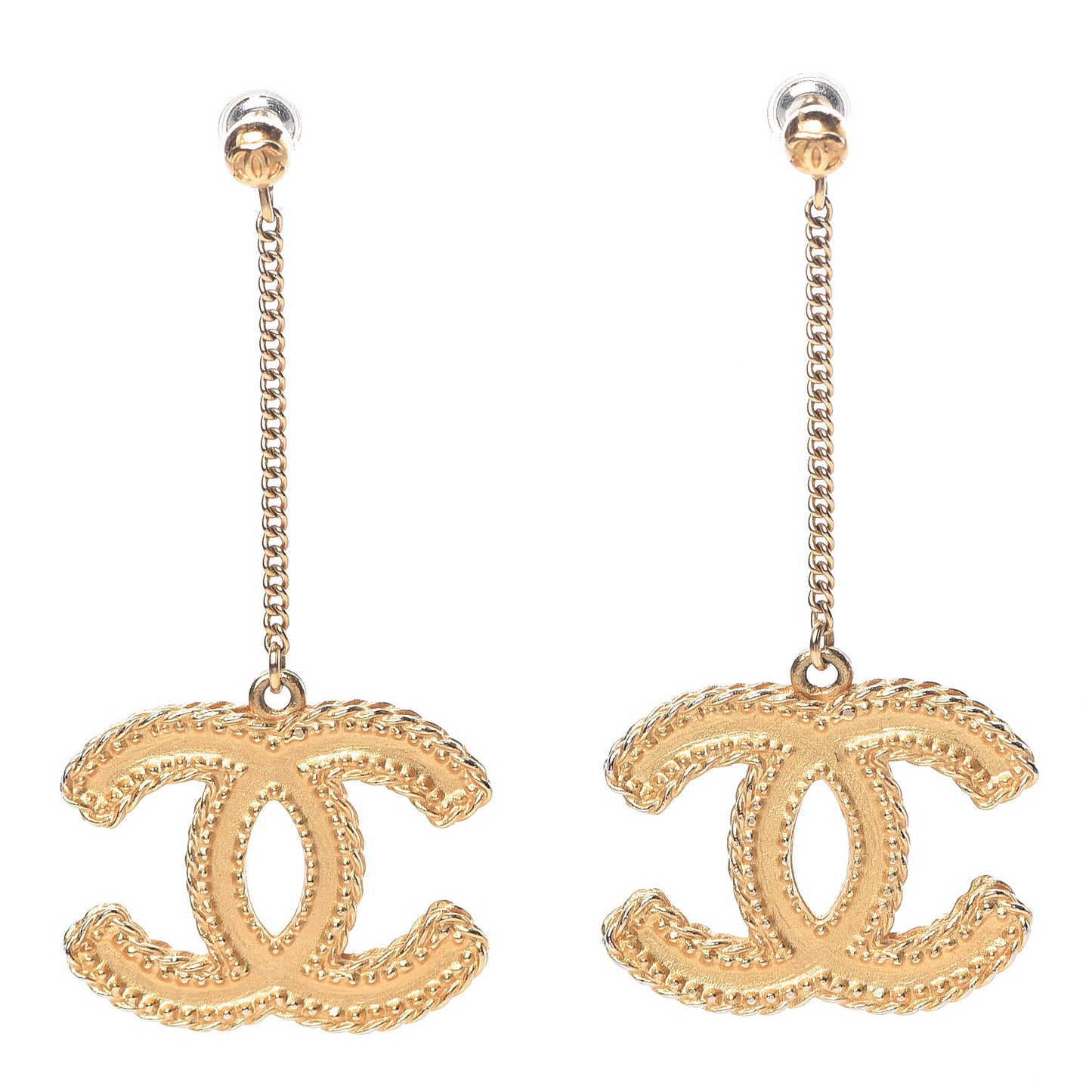 CC Drop Earrings Matte Gold
