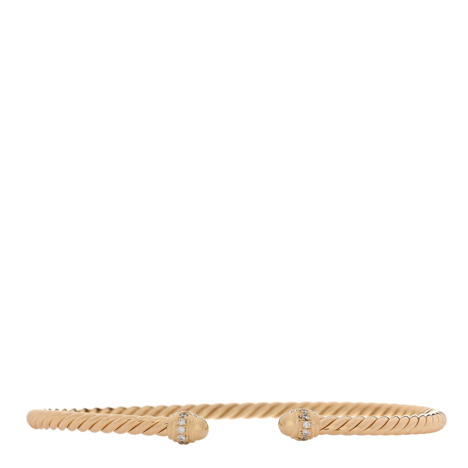 David Yurman 18K Yellow Gold Diamond 3mm Cablespira Bracelet 1 of 3