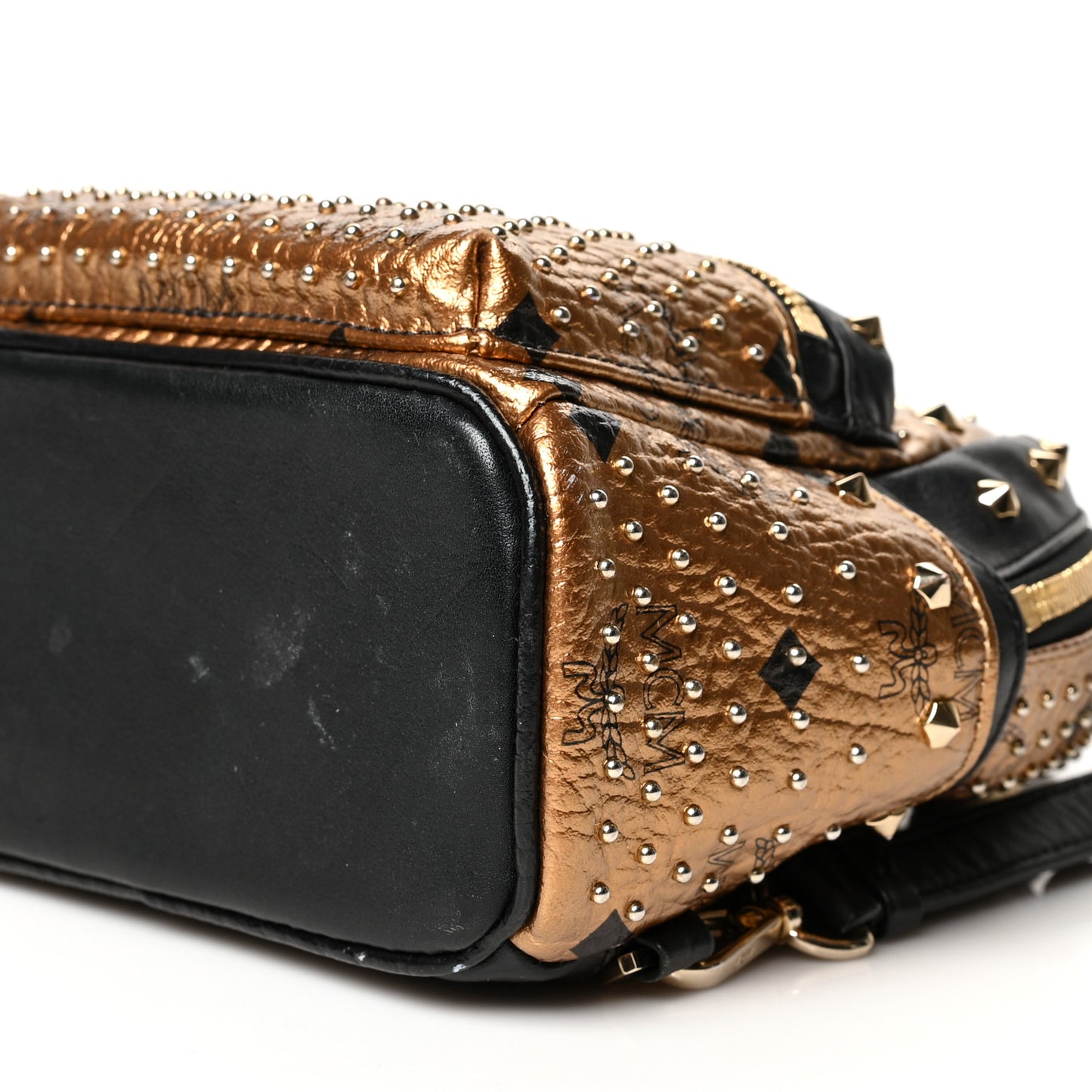 Metallic Visetos Studded Stark X-Mini Bebe Boo Backpack Gold