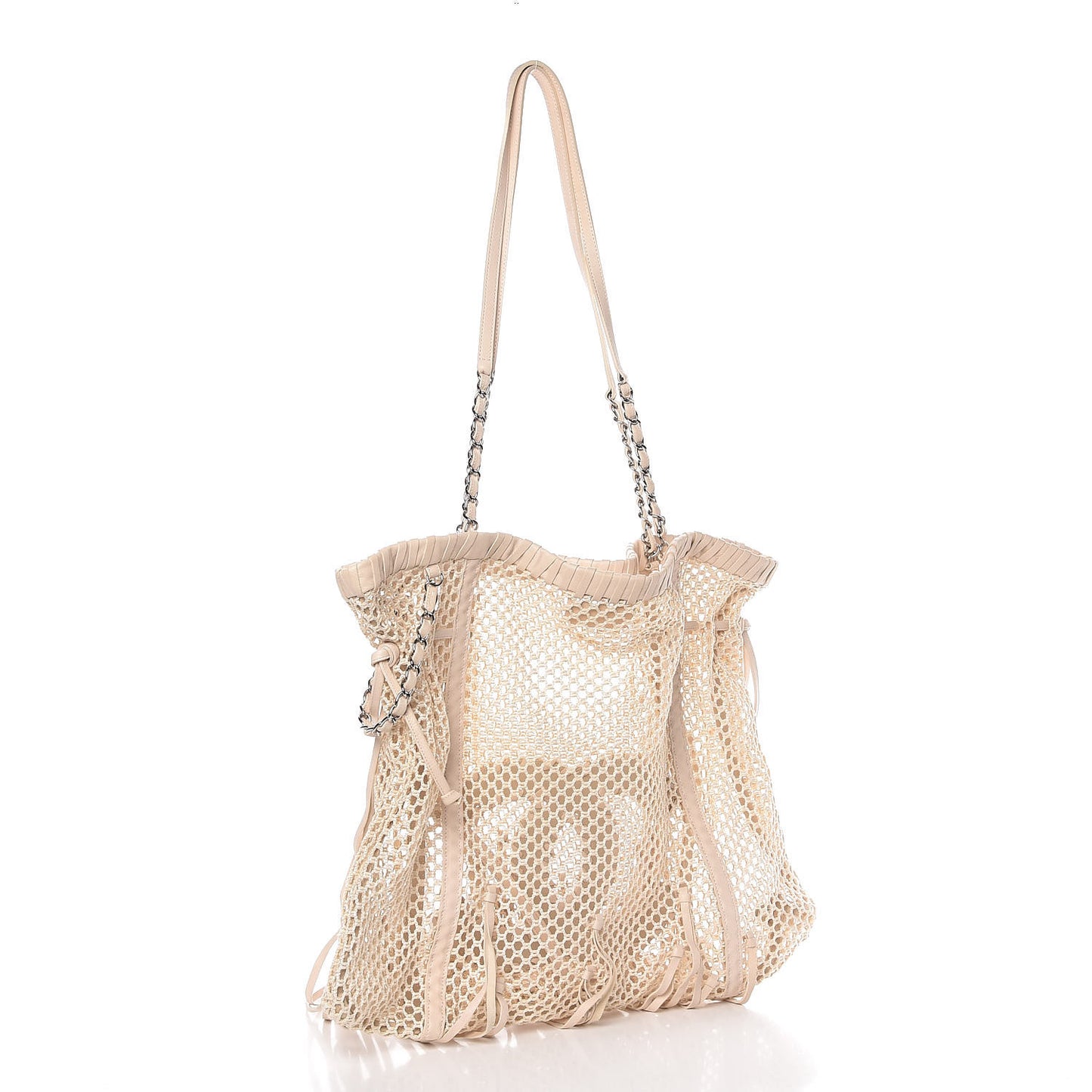 Calfskin Fringe Large La Madrague Tote Dark White