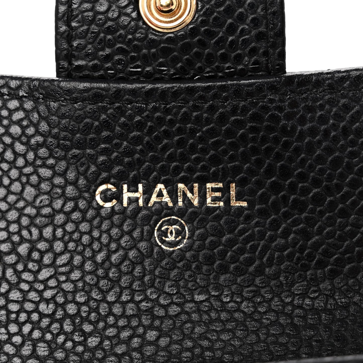 Caviar Quilted Flap Card Holder Black