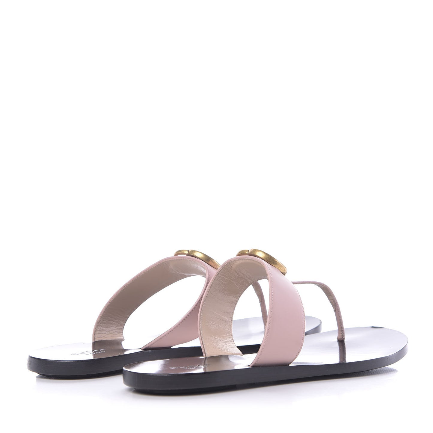 Calfskin GG Marmont Thong Sandals 37.5 Perfect Pink