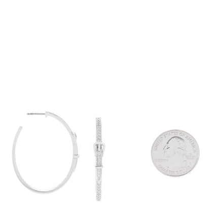Hermes 18K White Gold Diamond LG Etriviere Dangle Earrings 2 of 5
