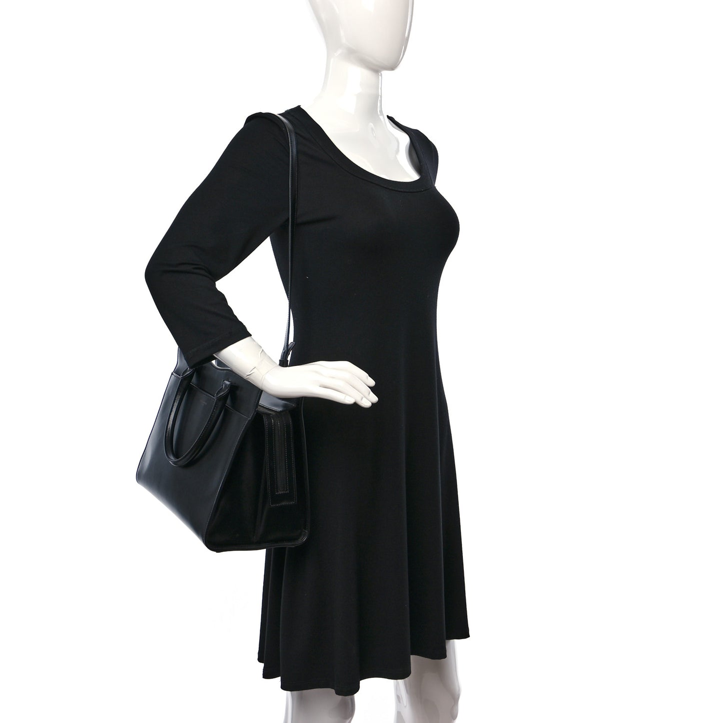 Shiny Calfskin Medium Uptown Tote Black