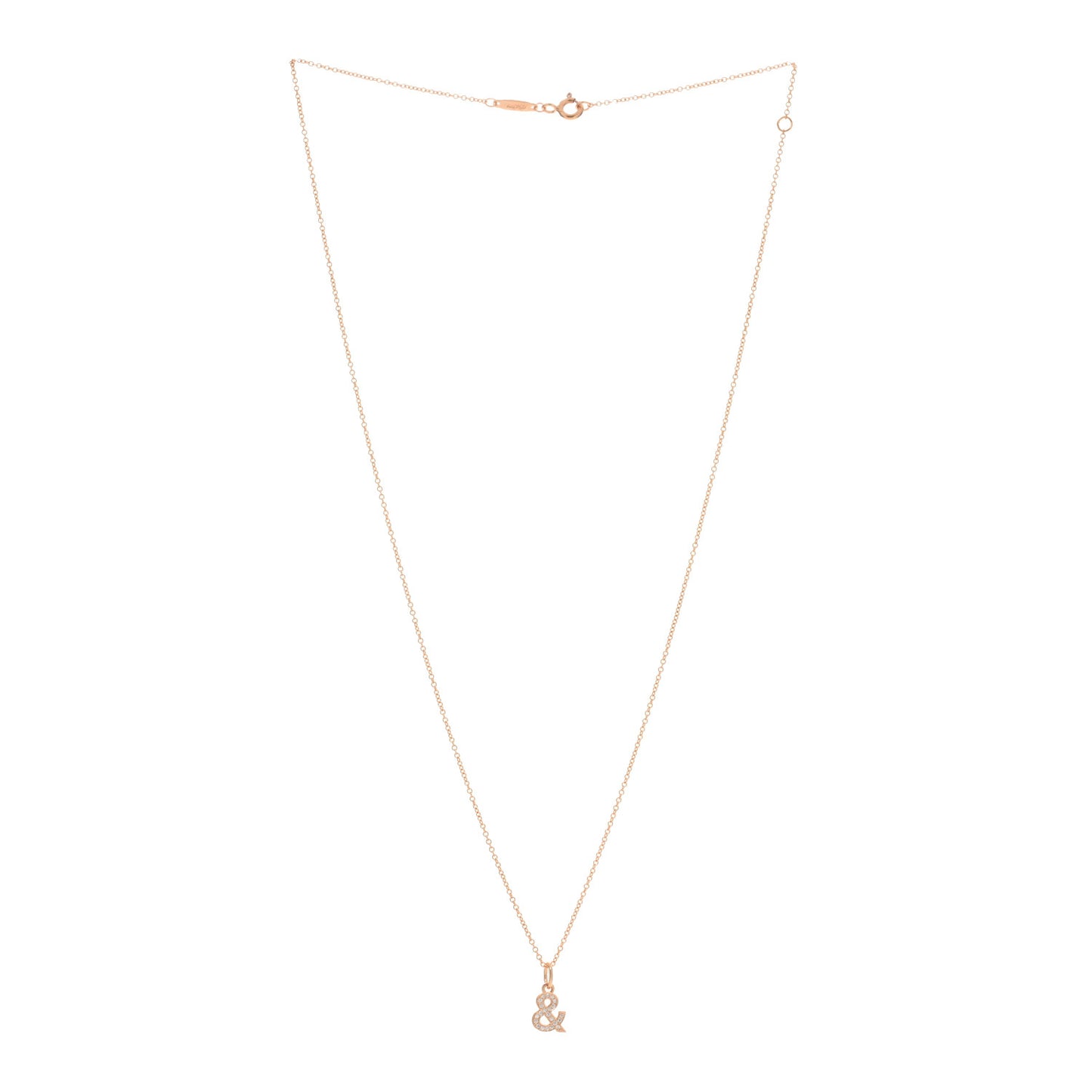 18K Rose Gold Diamond Small Ampersand Pendant Necklace
