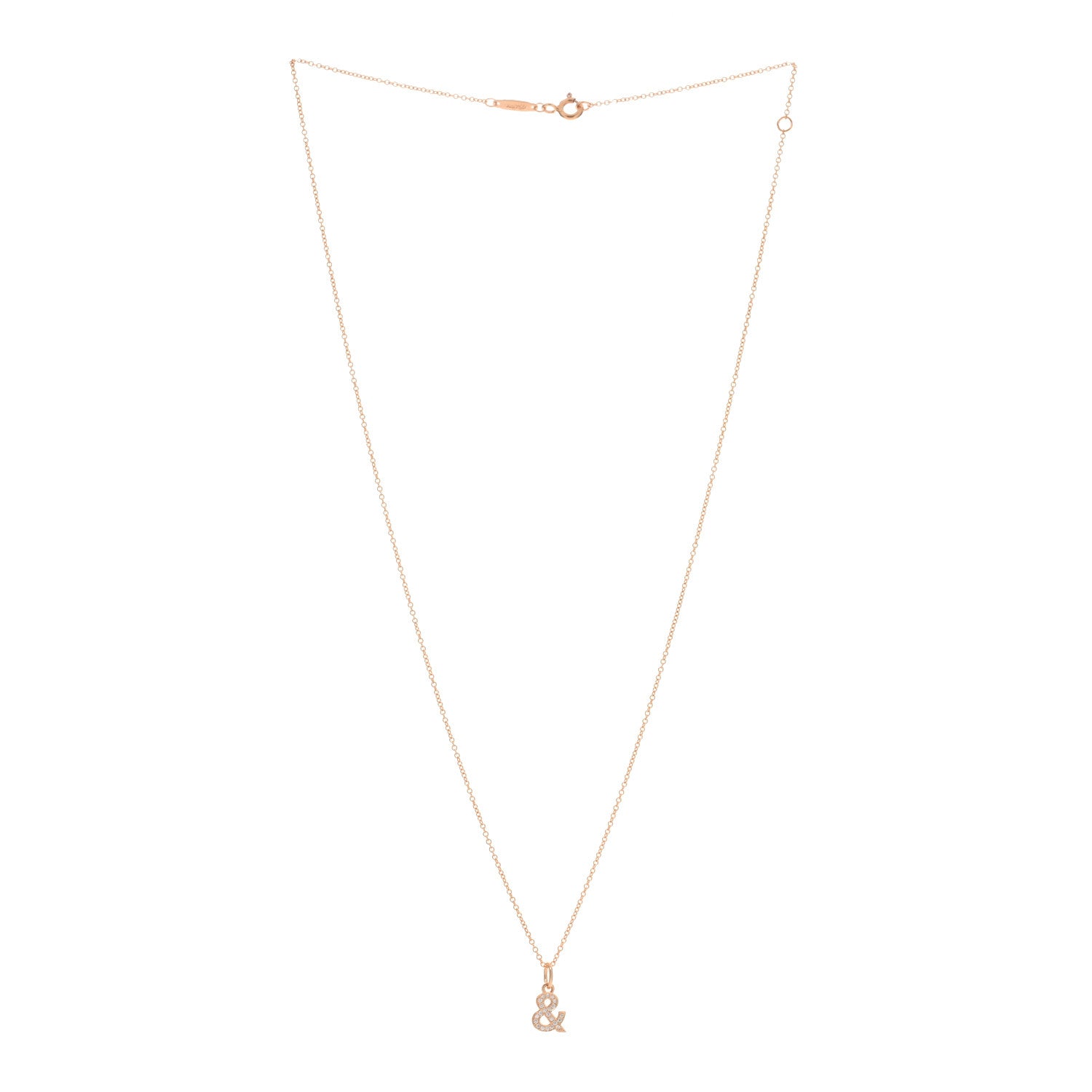 Tiffany 18K Rose Gold Diamond Small Ampersand Pendant Necklace 2 of 3