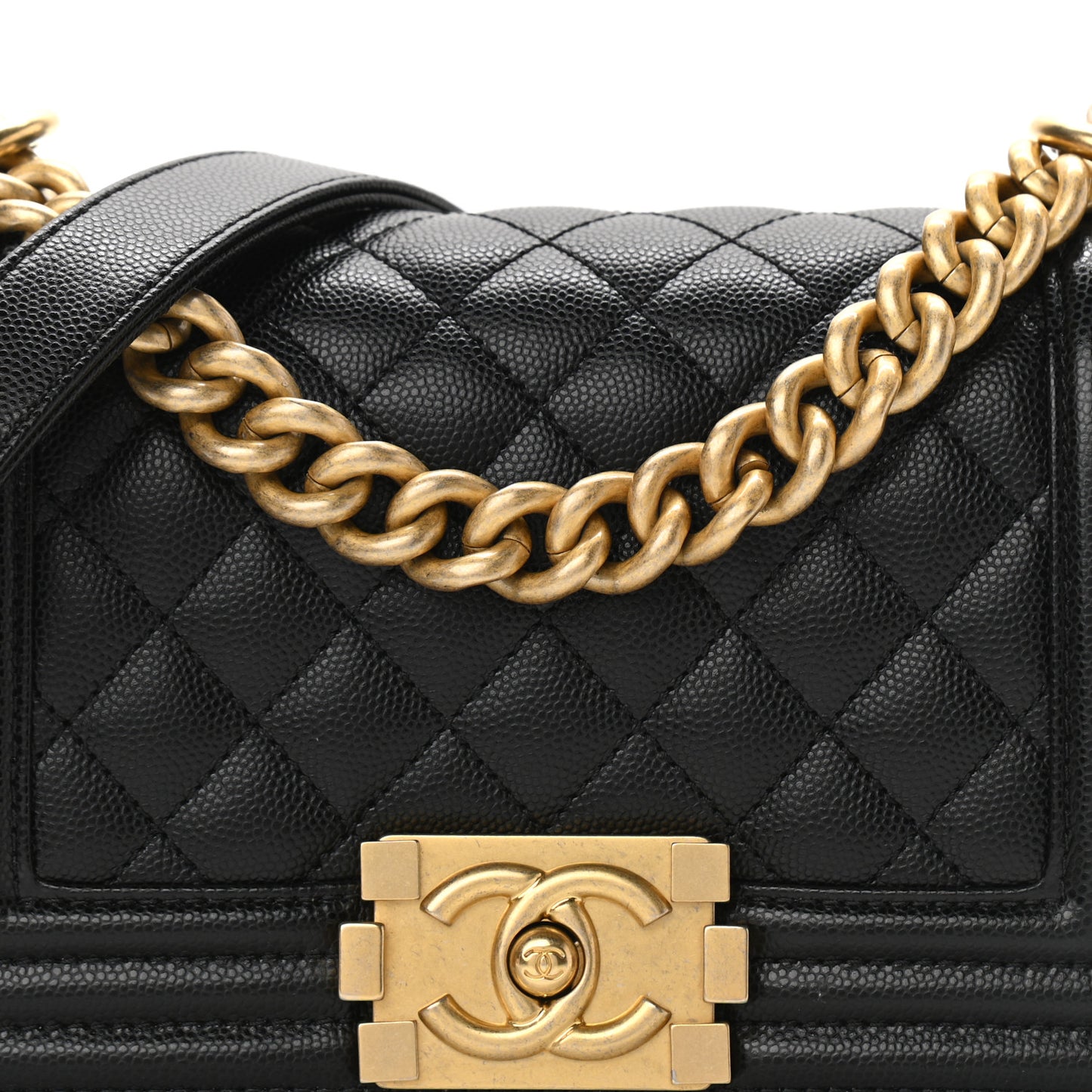 Caviar Quilted Small Boy Flap Black