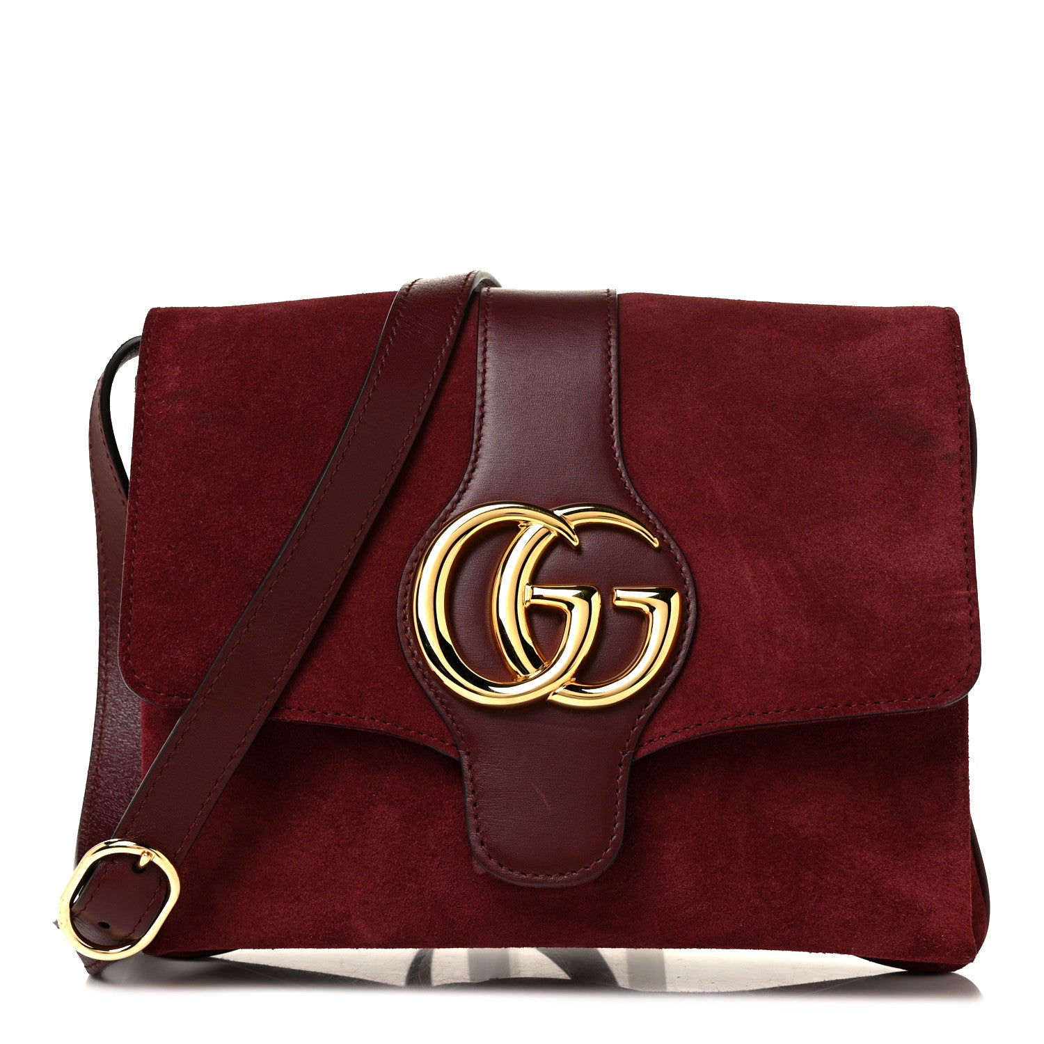 Gucci Suede Medium Arli Flap Shoulder Bag Vintage Bordeaux 1 of 10